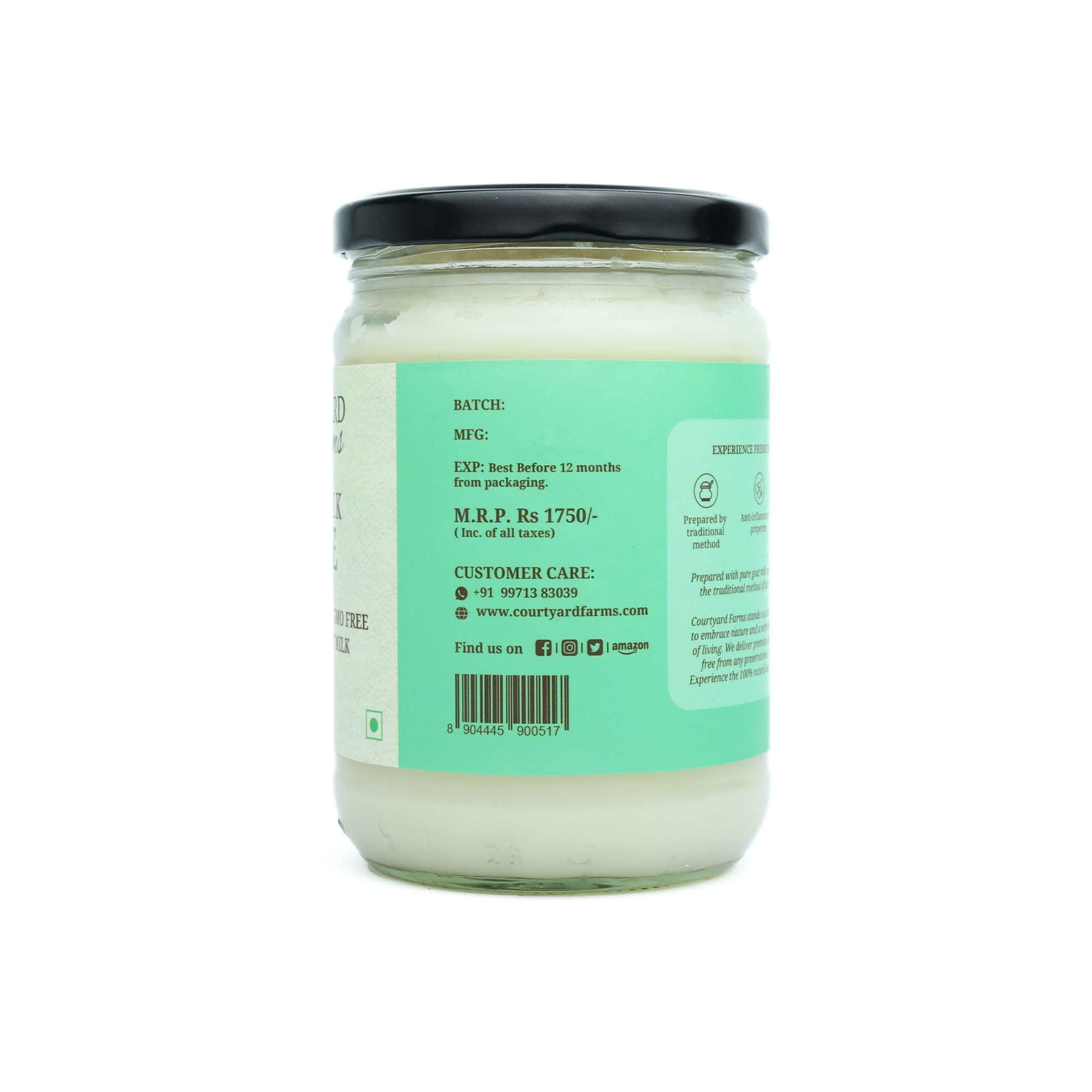Courtyard Courtyard Farms Goat Milk Ghee - 100% Natural I Grass Fed I Traditional I 500ml Glass Jar