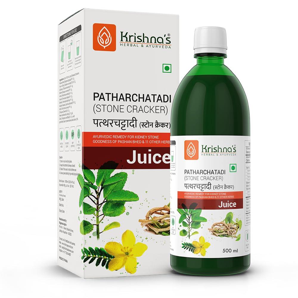 Krishna's Herbal & Ayurveda KRISHNA\'S HERBAL & AYURVEDA Patharchatadi Swaras - 500 Ml, (Pack Of 2), Goodness Of Pashanbhed, Adulsa, Kutki & Amla, Blend Of Ayurvedic Herbs For Kidney Stone