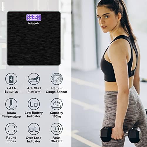 Healthgenie Healthgenie Weight Machine for Body Weight With 3 Yrs Warranty & Thick Tempered Glass LCD Display Digital Weighing Machine (Brushed Black) HD-221