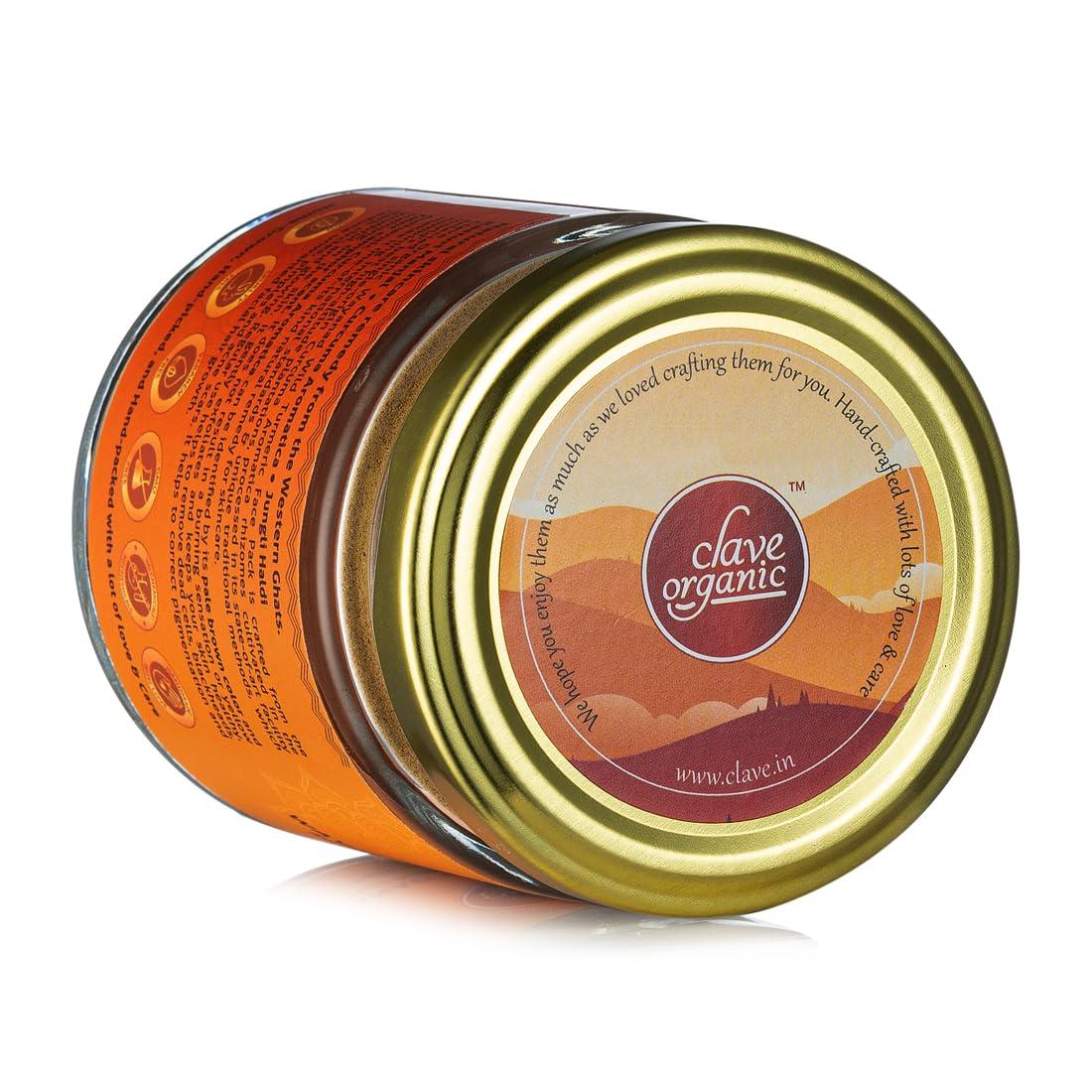 Clave Organic India Clave Organic India Wayanad Rare Variety Vegan No Chemicals Kasturi Manjal (Wild Turmeric ) Powder in Eco-Friendly Glass Jar - 90g