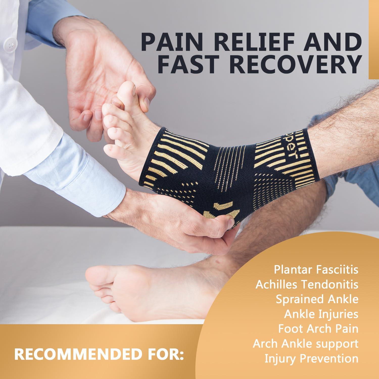 Lusenone Copper Ankle Brace Support for Men & Women (Pair), Best Ankle Compression Sleeve Socks for Plantar Fasciitis, Sprained Ankle, Achilles Tendon, Pain Relief, Recovery, Sports, Nano socks