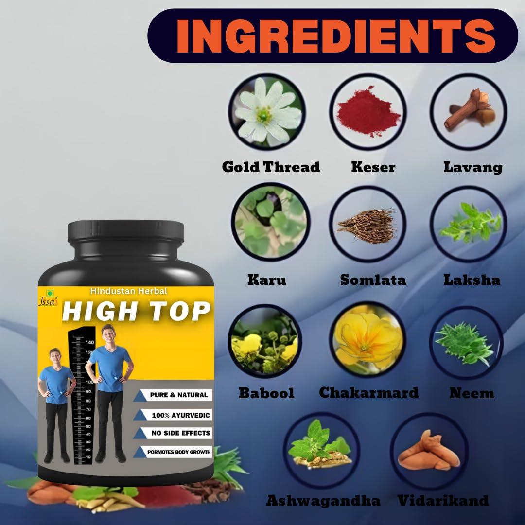 S.D.P. Pharmacy Hindustan Herbal | High Top | Height Growth Product | Increase Strength Power | Capsule | 30 No | Pack of 1