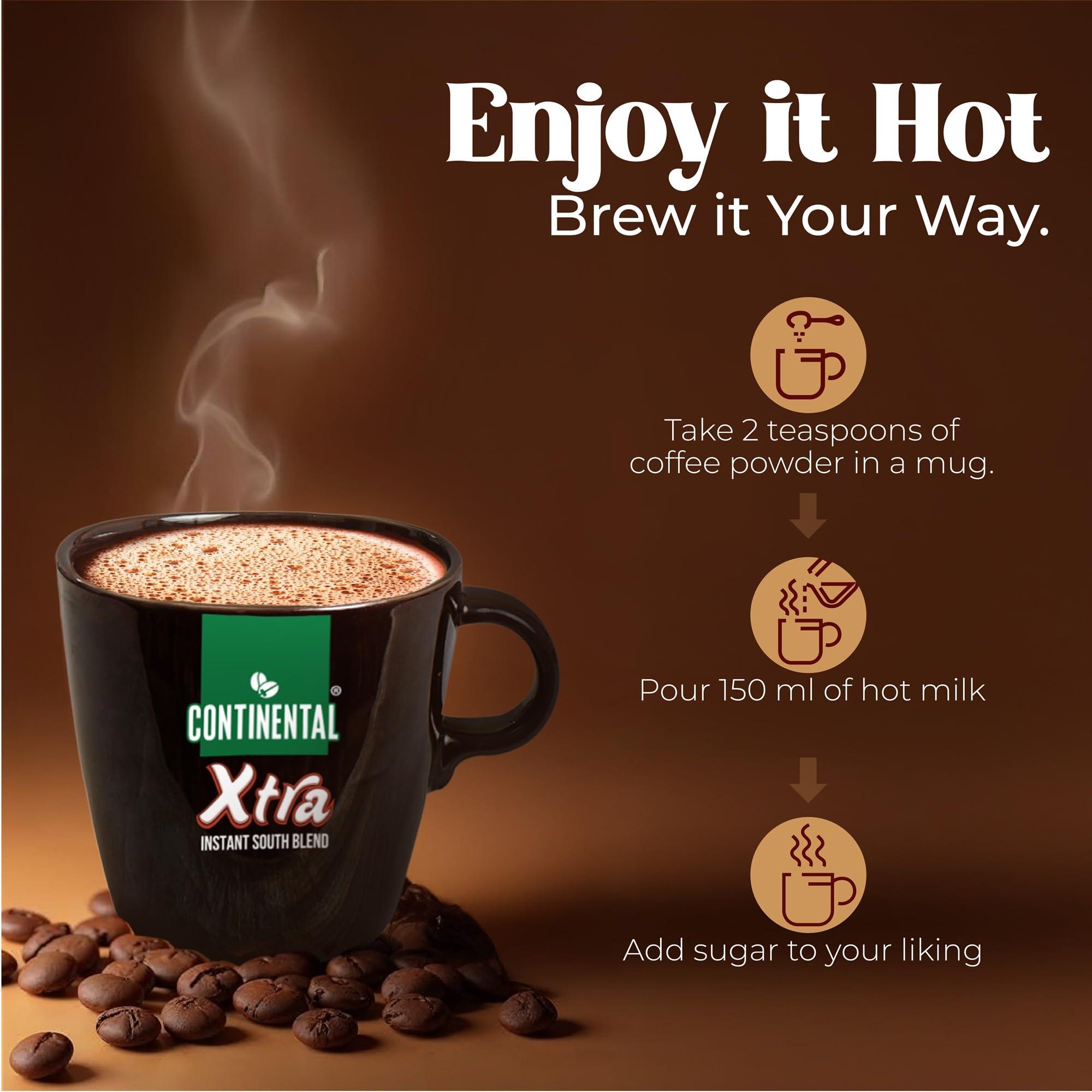 Continental Coffee Continental Coffee Xtra Instant Coffee Powder 50G Pouch | Pack Of 4 | Strongest Instant Coffee | 200 Gram (50G * 4 Pouches)
