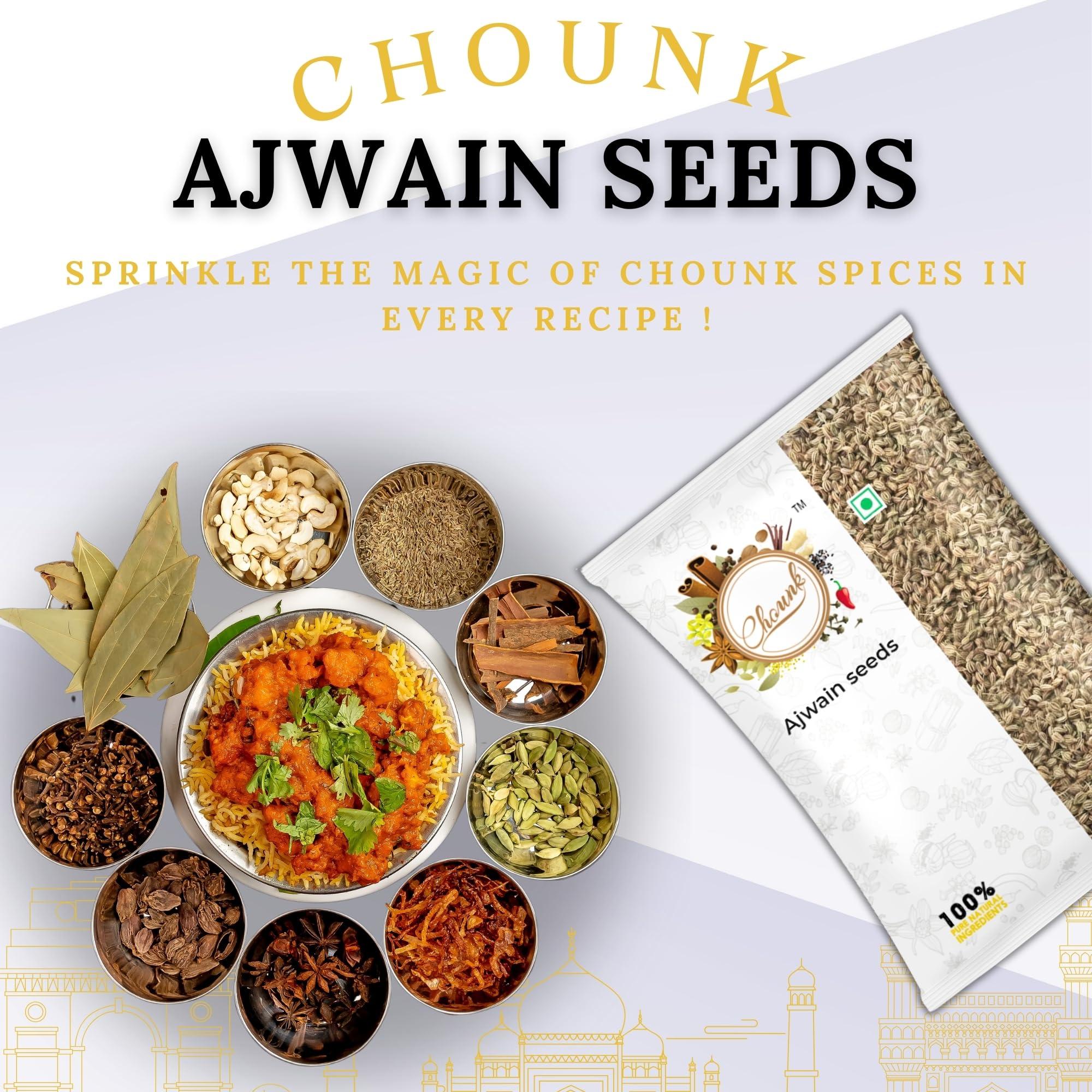 Chounk Chounk Ajwain Seeds/Carom Seeds/Fresh Ajwan/ - 200g (2 X 100g) | Ajowan | Rich & Strong Flavour | Used in Cooking | Vaamu Seeds