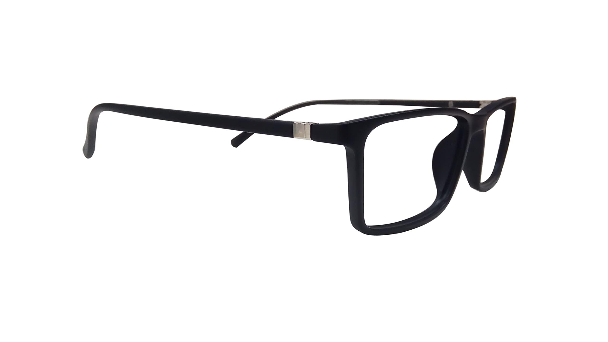 N Specs N Specs anti reflective glasses black mat coloured tr fully light weight ractangle type unisex frame with zero power reflection free computer glasses (Green Anti Reflected Glass)