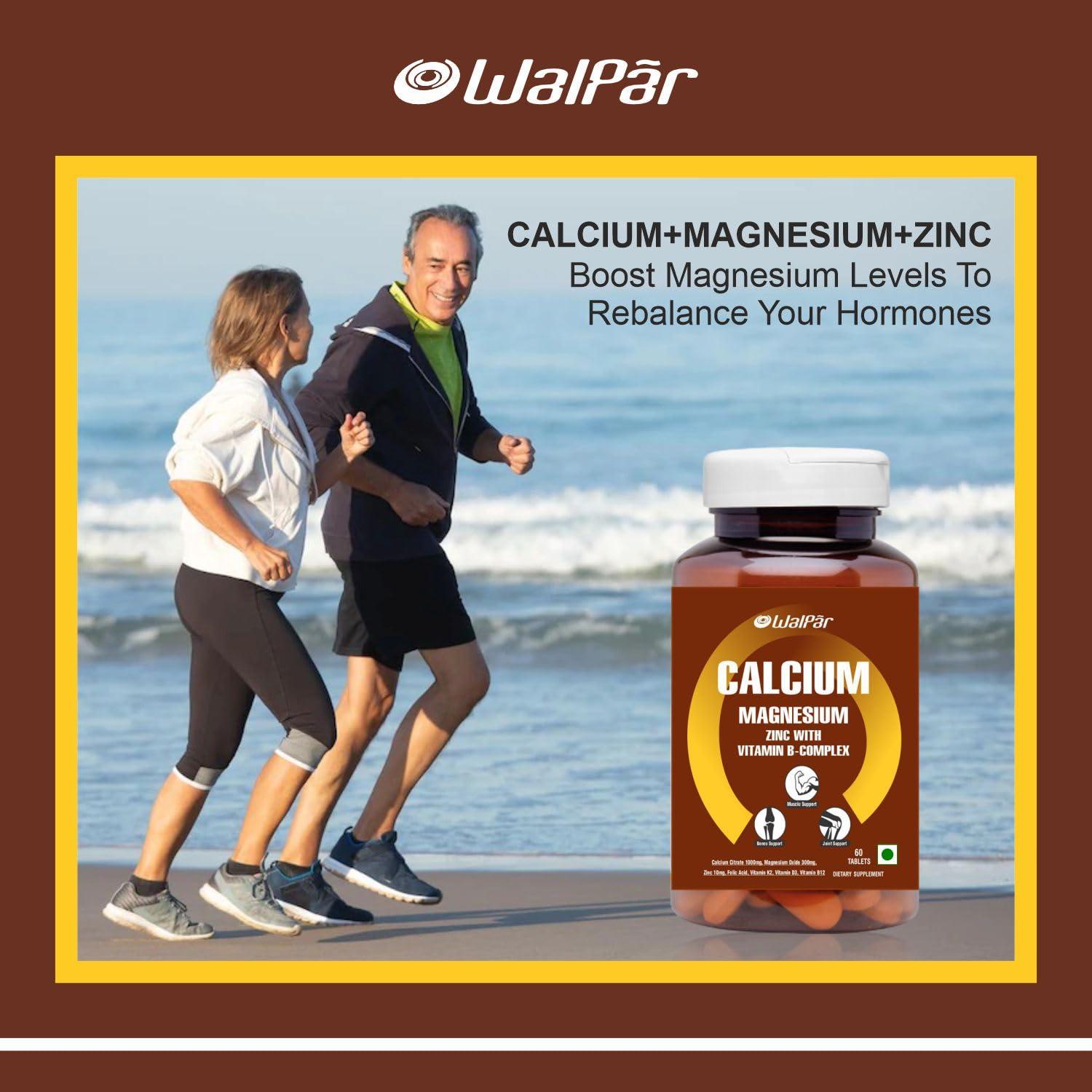 WALPAR Calcium Citrate Supplement 1300mg with Magnesium Zinc Vitamin D3 D B12 B Complex Ideal for Bone and Muscle support & Joint health Ideal for Men Women (1)