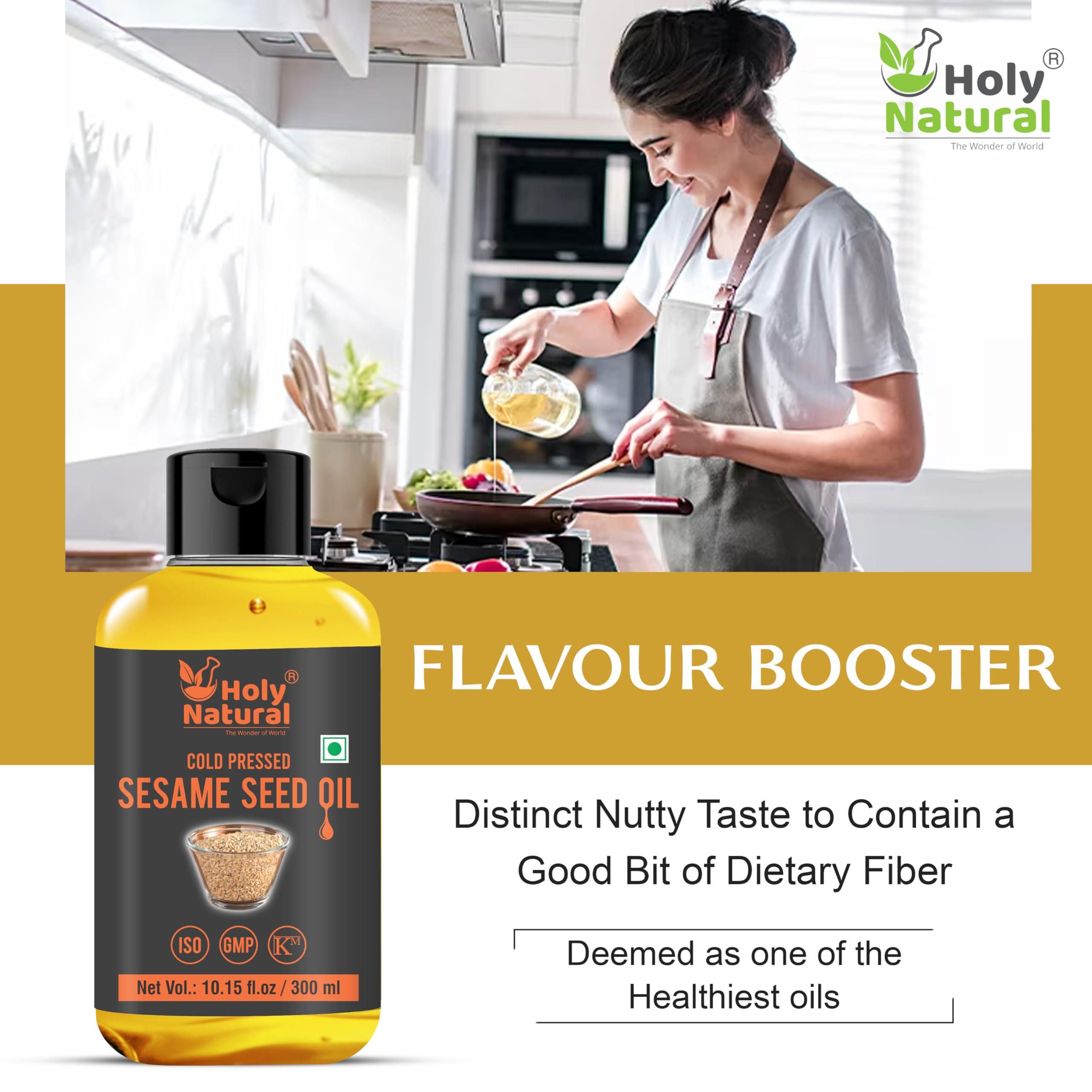 Holy Natural - The Wonder of World Holy Natural Cold Pressed Organic Sesame/Til/Gingelly Seed Oil (300ml), Extra Virgin, No GMO, Edible oil.