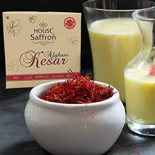 House of Saffron House of Saffron Afghani Saffron Kesar Grade A1++ Natural Untouched Negin ISO Kesar Threads (1Gram - 1 Pack of 1gram)