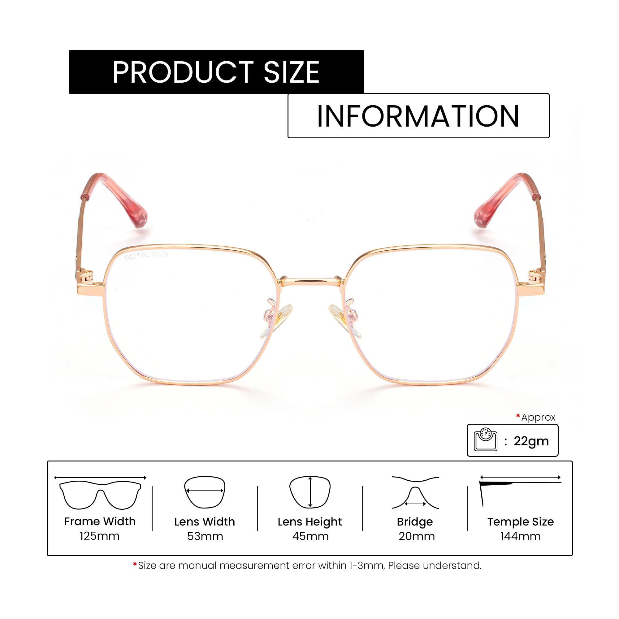 ROYAL SON ROYAL SON Unisex\'s C5 Blue Block Lens | Golden Frame Reading Glasses-M (SF0016-C5)