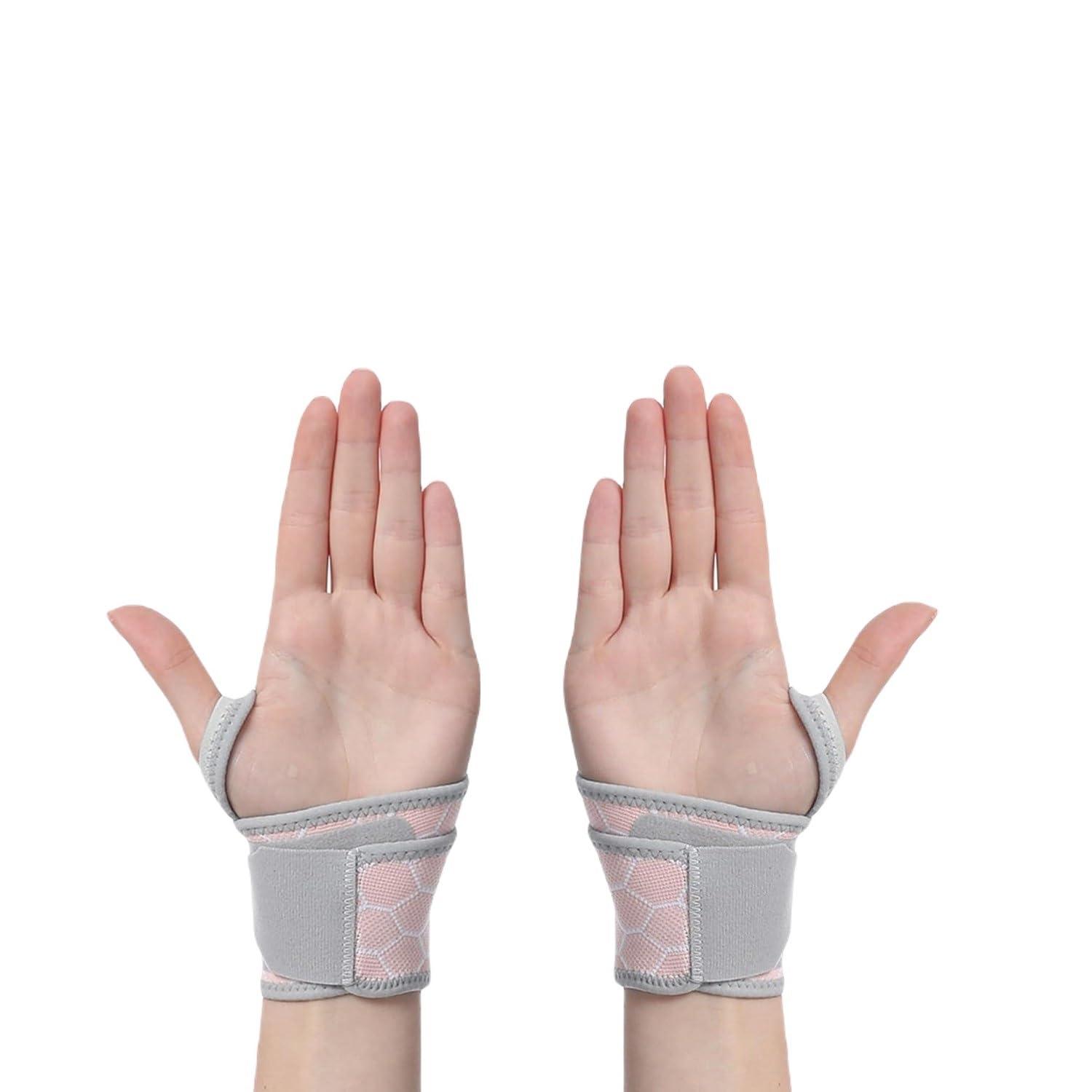 TOMATUS TOMATUS Wrist Brace Support for Carpal Tunnel, Adjustable Breathable Velcro Straps Wrist Wrap Band, Stabilizer for Tendonitis, Arthrits Pain Relieving Fit Right/Left Hand, Pink, Pack Of 2