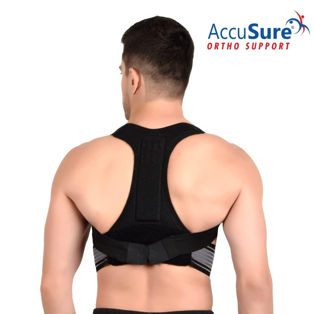 AccuSure AccuSure Posture Corrector Belt For Back & Shoulder, Backbone Support Belt Comes Lumbo Support Belt Lumbo Sacral Back Support For Men & Women-L