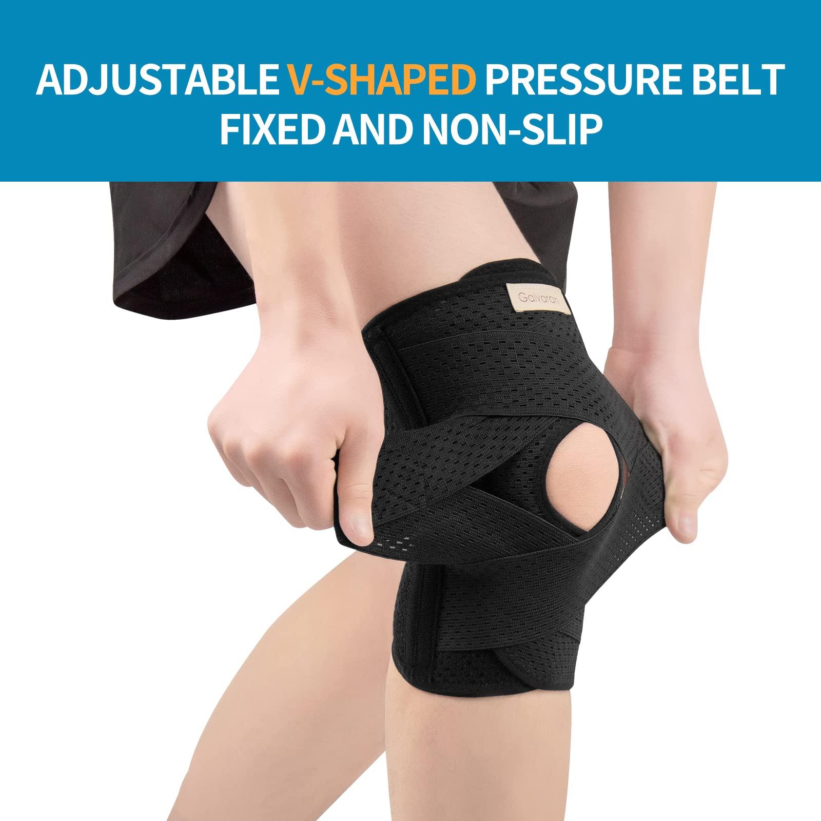 Galvaran Galvaran Knee Brace with Side Stabilizers for Meniscal Tear Knee Pain ACL MCL Arthritis Injuries Recovery, Breathable Adjustable Knee Support for Men and Women