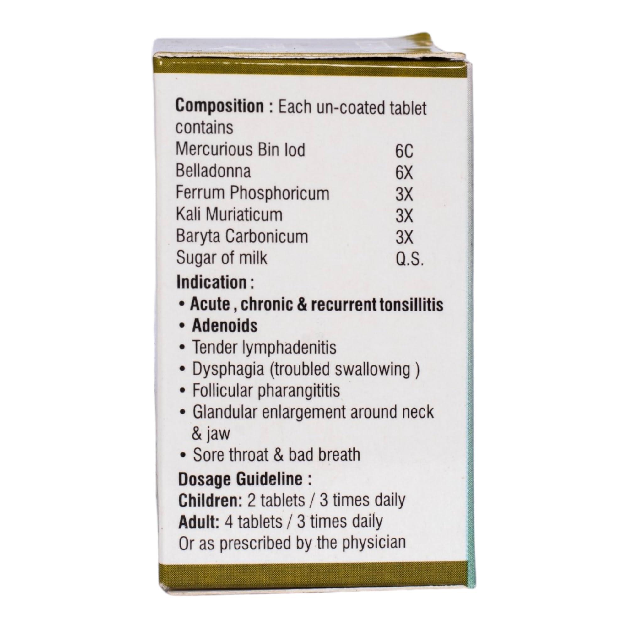 DR PATELS HOMEOPATHIC MEDICINES Dr Patel\'s Homeopathic Tonsilex Tablet - Cure & Care for Tonsils | Relief for Acute, Chronic, Recurrent Tonsillitis, Adenoids, Lymphadenitis, Pharangititis and Sore Throat- 25gms