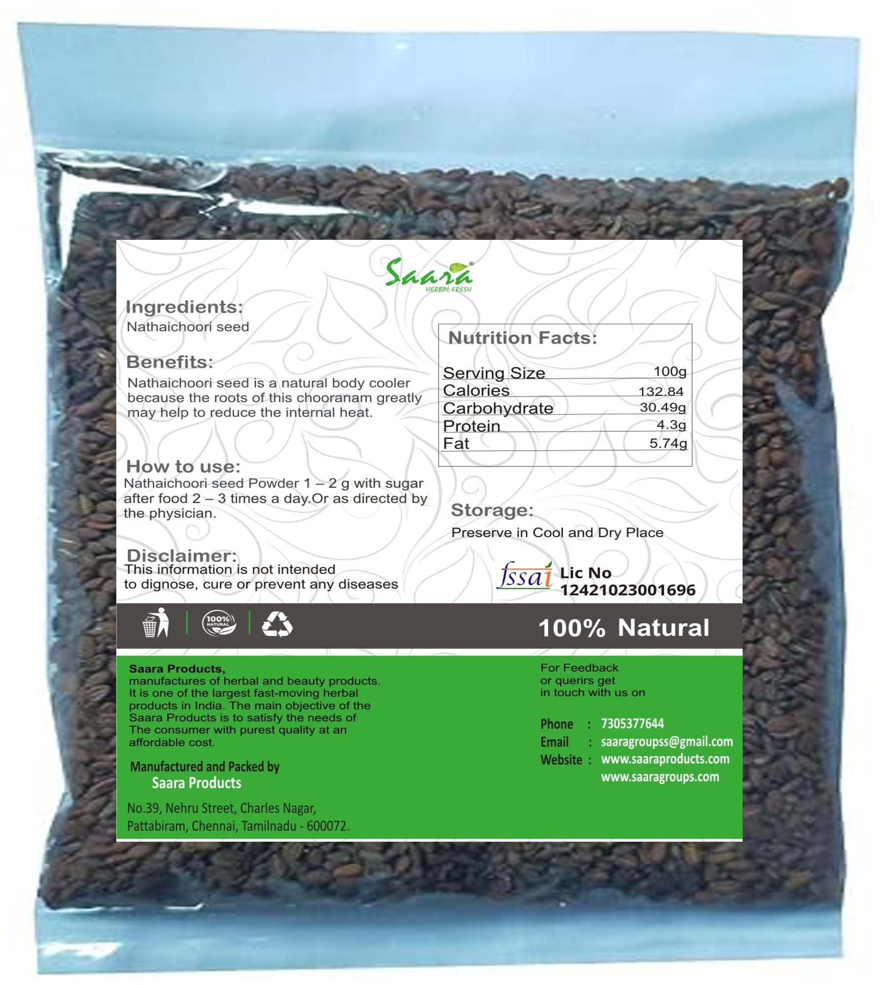 SAARA Saara HERBAL FRESH Nathaichoori Seed, 150g, Madanaghanti, Borreria Hispida, Landrina Seed, Madhana Chettu, (pack of 1 x 100g, pack of 1 x 50g)