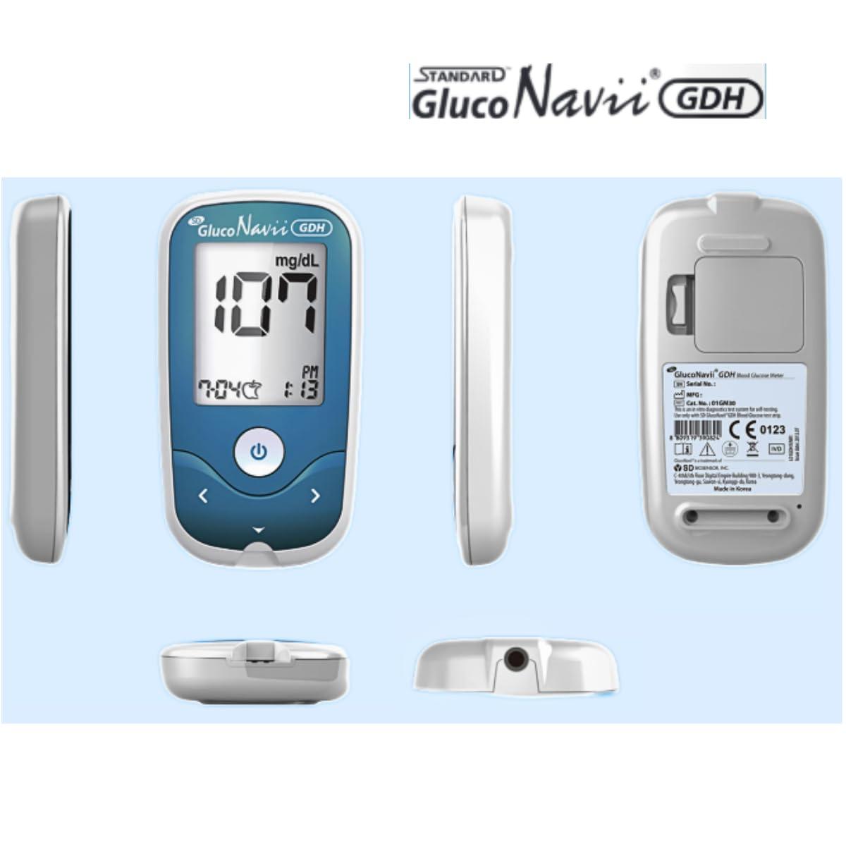 Casio STANDARD Gluco Navii GDH Glucometer with GDH Blood Glucose Monitoring 100 Strips | 100 SD Round Lancets and a Lancing Device/Pricker