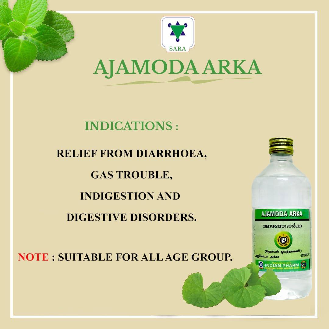 Indian Pharm Indian Pharm Sara\'s Ajwain Water (Ajamoda Arka)|100% Natural Oma Water|Ayurvedic Medicine - Relief For Indigestion,Diarrhea,Gas,Acidity & Helps To Reduce Obesity For Kids,Adults And Pregnant Ladies