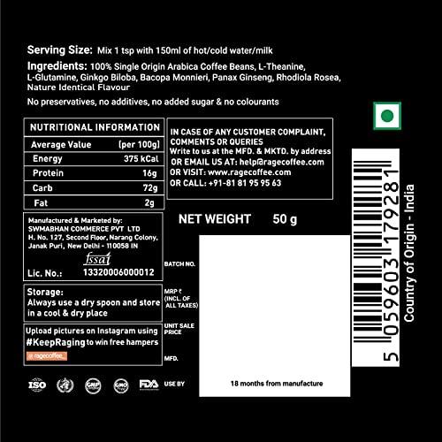 RAGE COFFEE Rage Coffee Combo - Flavoured Instant Coffee With Drinking Chocolate Powder Mix | Dark Chocolate Flavoured Coffee | Coffee, 50 gms & Chocolate Powder Mix, 100 gms | Made In India