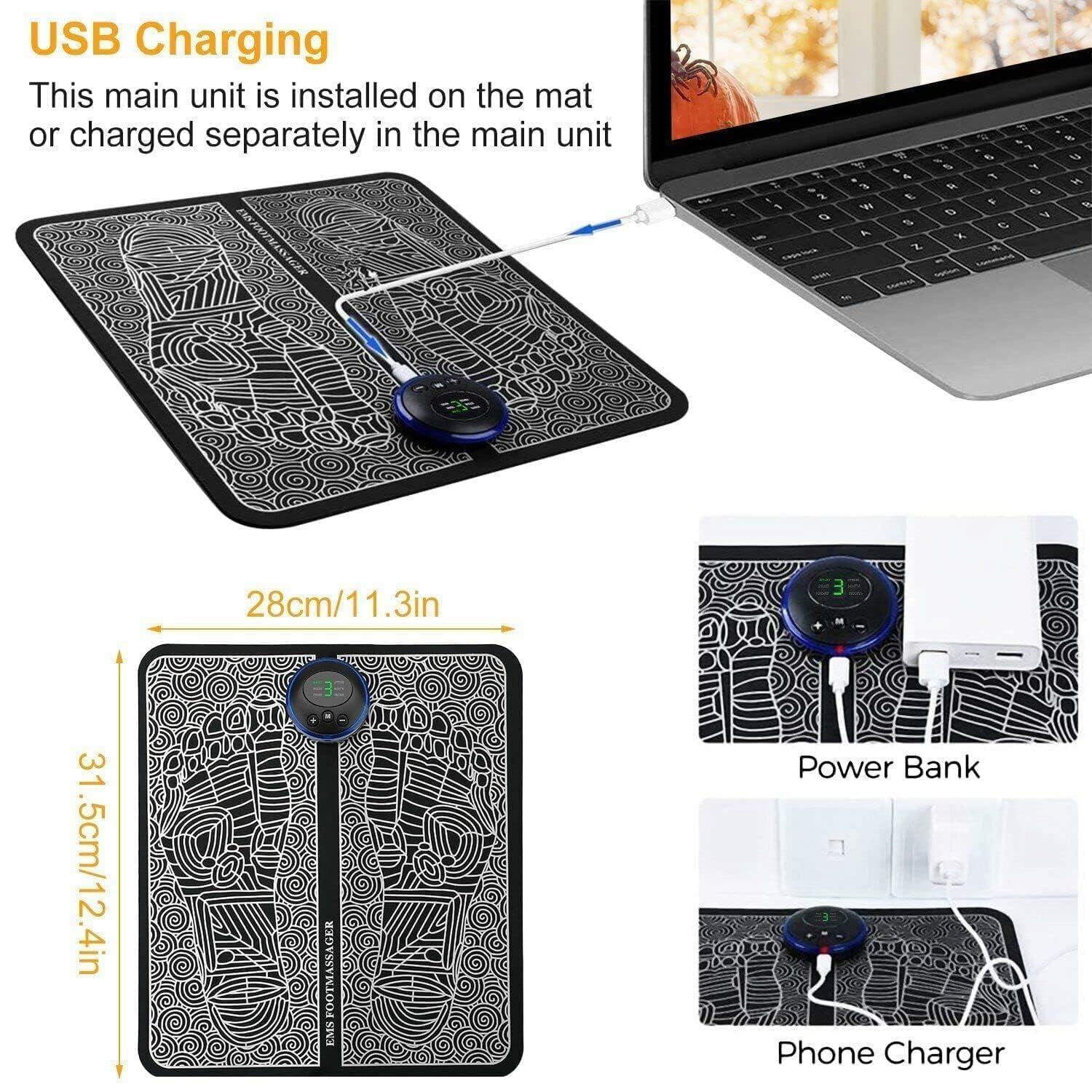 KD ZONE KD ZONE Foot Massager Electric Foot Massage Pad Feet Muscle Simulated Massage Therapy for Foot | Rechargeable Portable Automatic Folding with 8 Mode/19 Intensity | Mat Pad Relax Feet