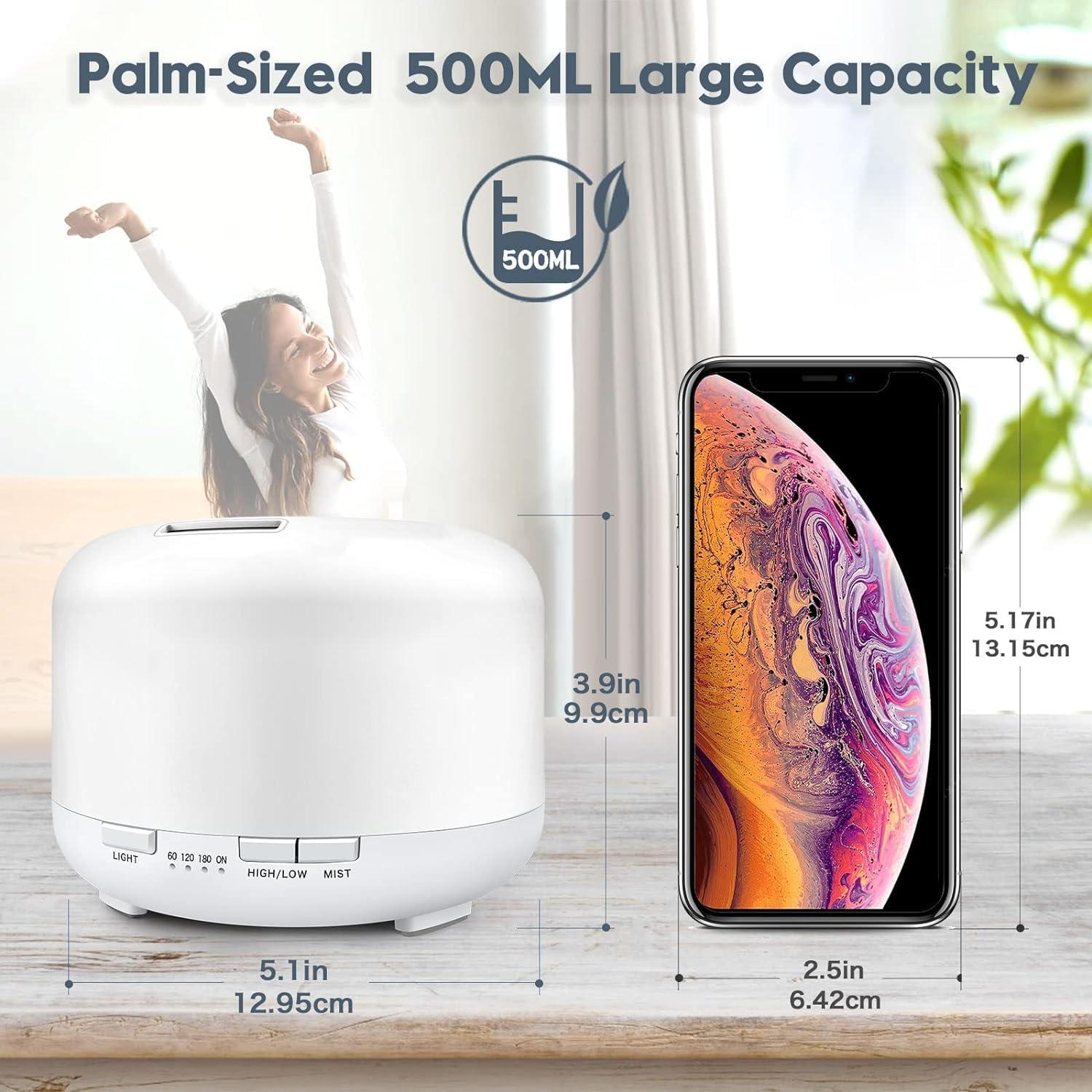 GION GION Aromatherapy Diffuser with 7 Different Color Changing LED Lights, 500ml, Electric Room Freshener, Cool Mist with Wireless Remote (1Pcs)