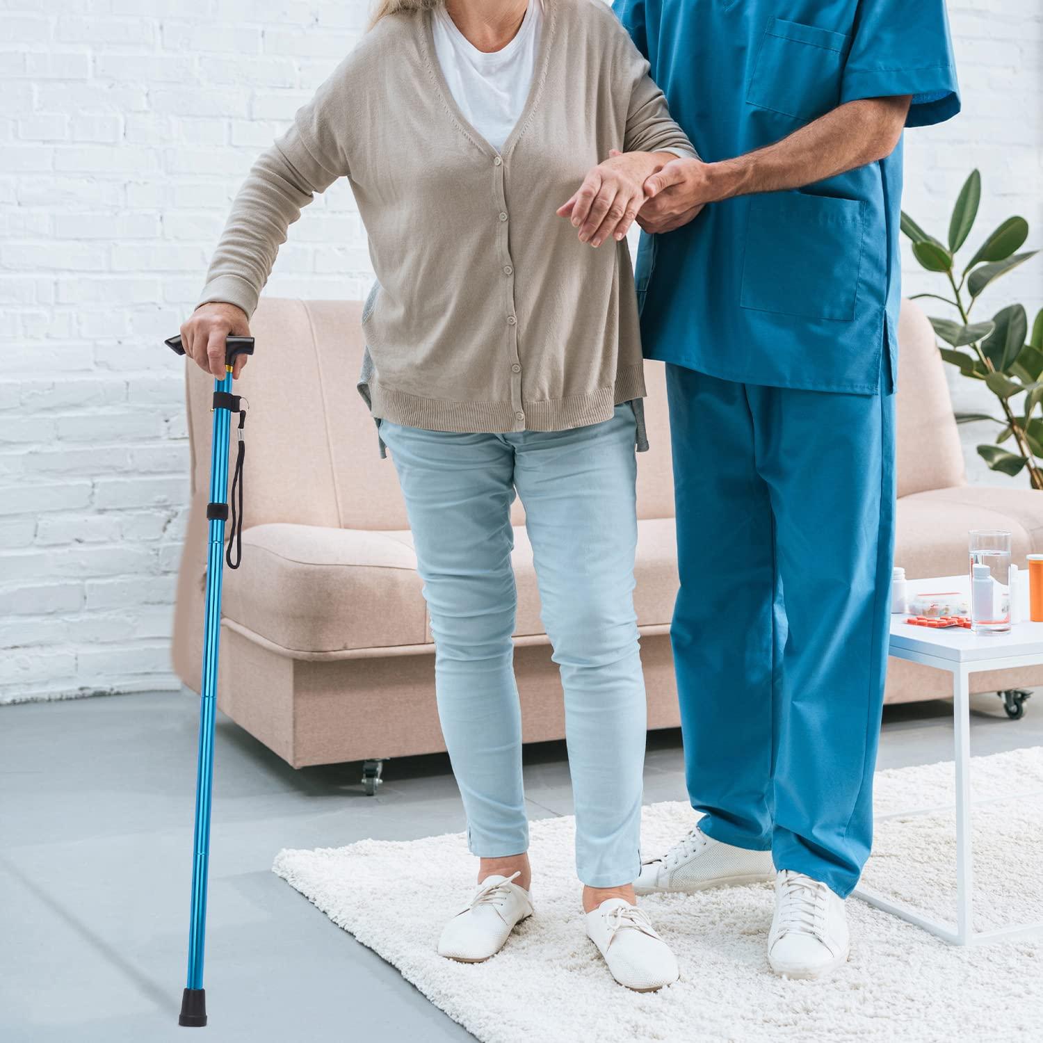 supregear supregear Folding Cane, 5-Level Adjustable Height Walking Stick Lightweight Portable Cane Travel Cane with Wrist Strap and T Handle for Elderly Disabled Men Women, Blue