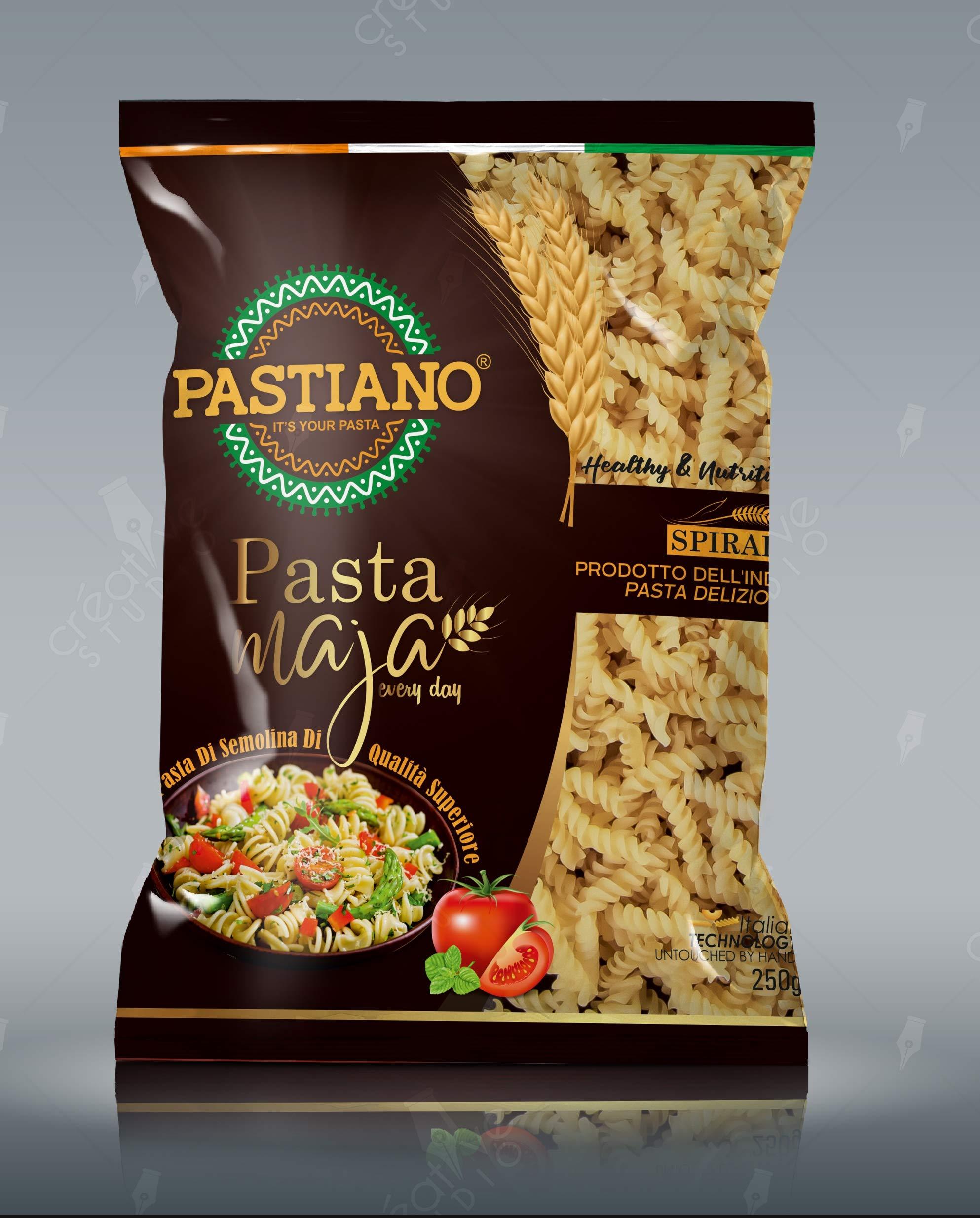PASTIANO Pastiano Macaroni, Fusilli, Penne And Shells Pasta Maja- 250 Gms Each- (Pack Of 8)