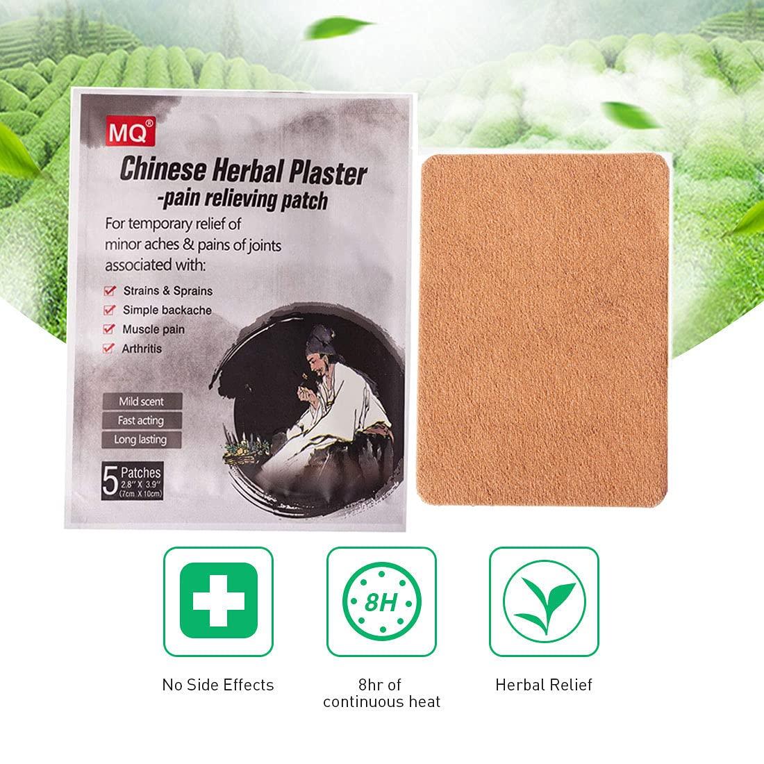 MQ Chinese Heat Therapy Patch Black Plaster Pain Relief Patch for Bruises,Swelling,Muscle/Joint/Low Back Pains,50 Patches/10 Packs