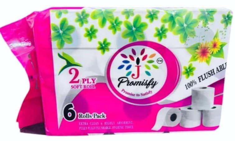 J PROMISFY Soft & Highly Absorbent, Natural & Unbleached Toilet Tissue Paper Rolls 6 Rolls (3)