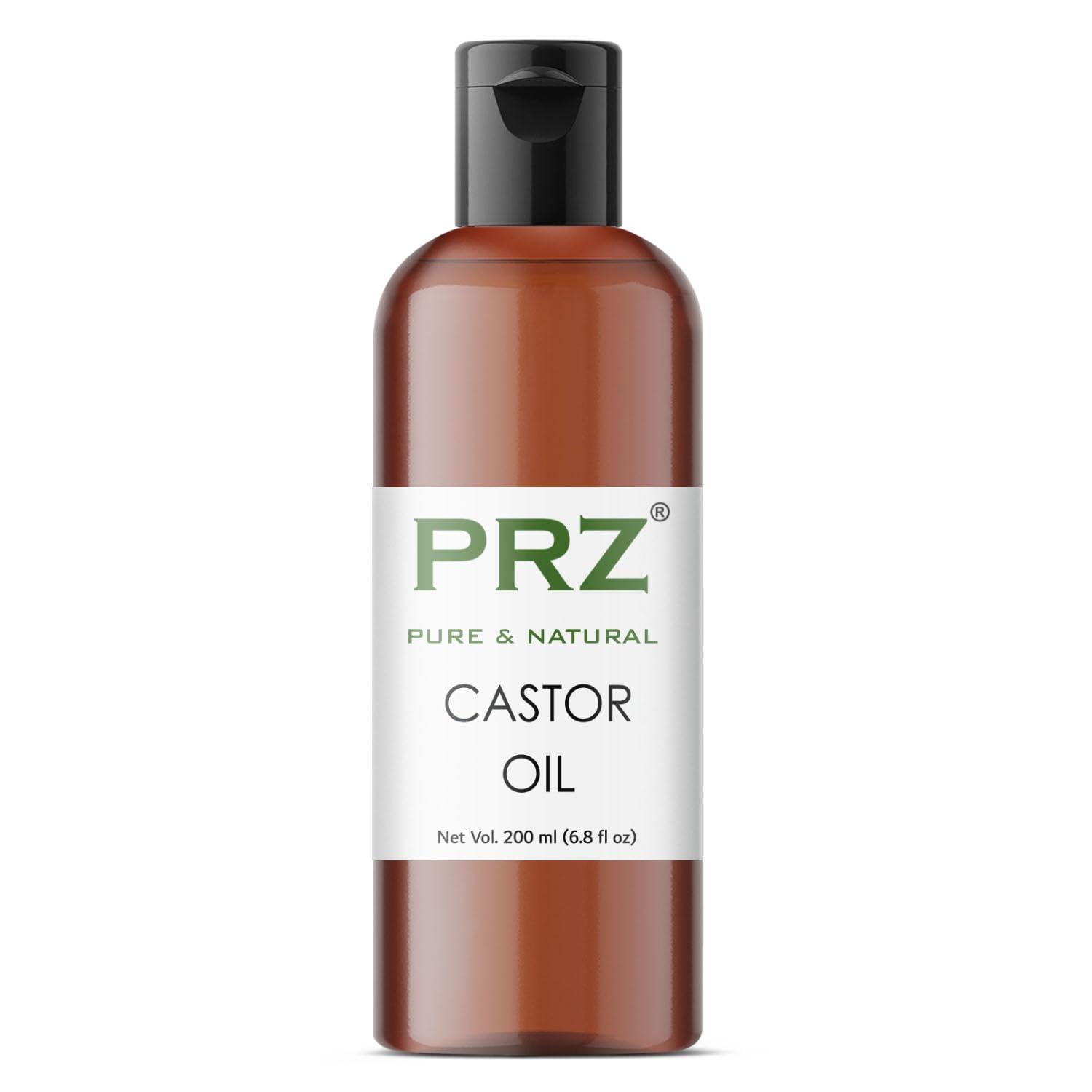PRZ PRZ Castor Cold Pressed Carrier Oil (200ML) - Pure Natural & Therapeutic Grade Oil For Aromatherapy Body Massage, Skin Care & Hair Care