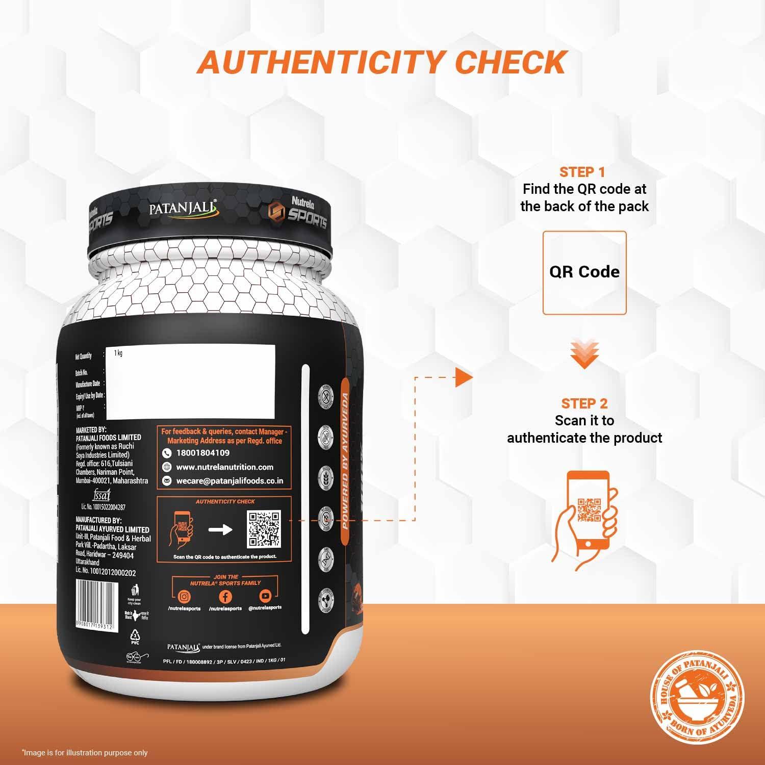 NUTRELA NUTRELA Sports Patanjali Premium Whey Isolate Protein Powder | 90% Protein, 7.5g BCAA, 5.7g Glutamine | 1kg Malai Kulfi Flavour