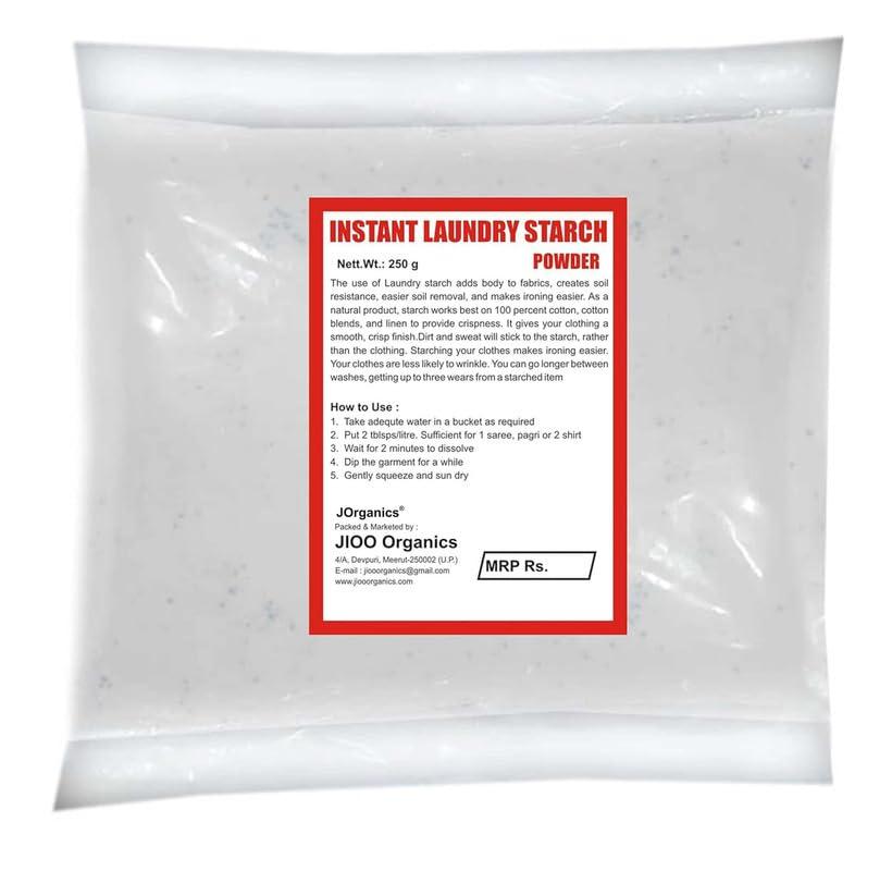 J Organics J Organics Natural Cotton Starch Powder: Double Stiffness, Stain Removal, and Traditional Laundry Care for Cotton Clothes - 250g
