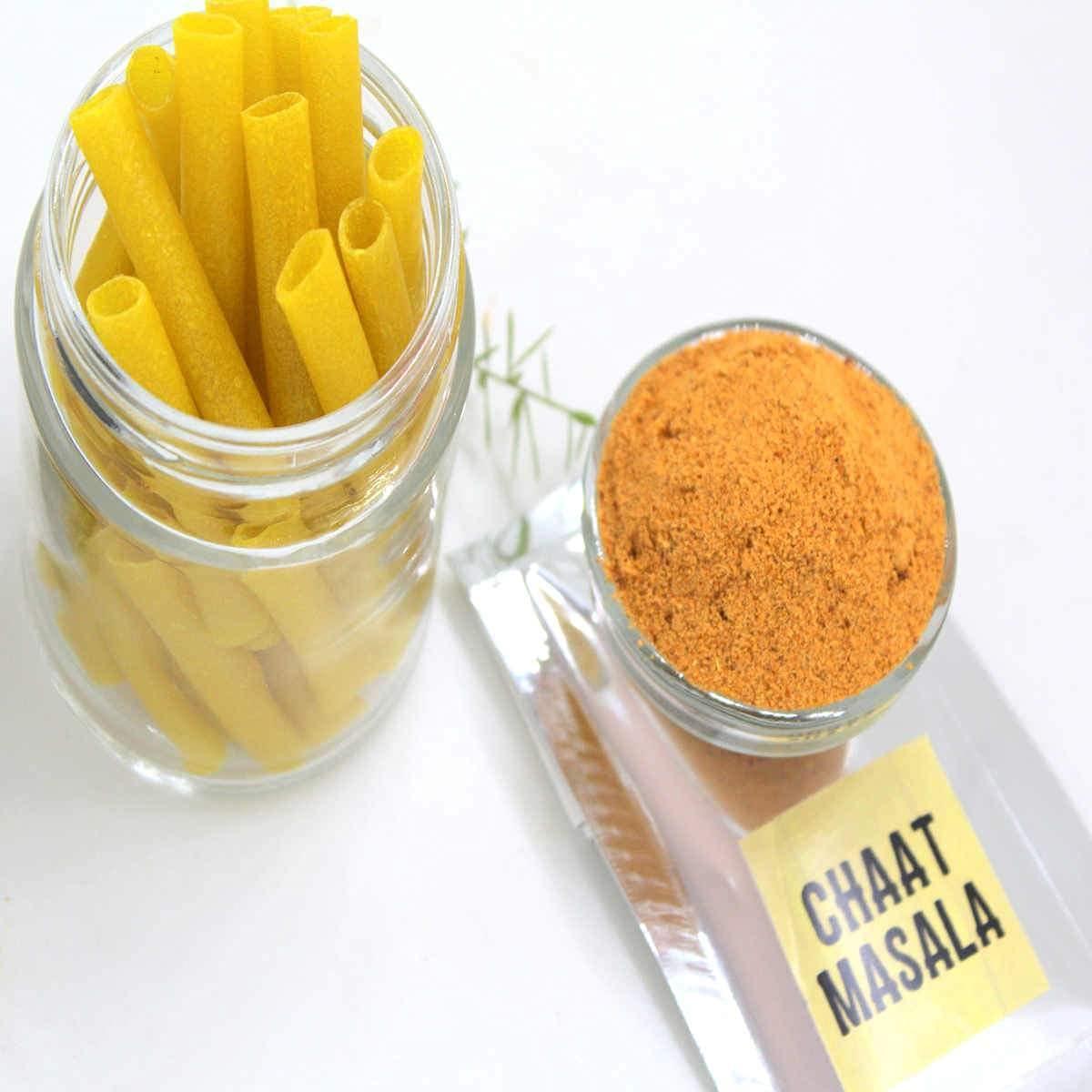 Veganic Veganic Golden Fingers Fryums Ready-to-Fry Papad Snacks With Tastemaker (800 GM)