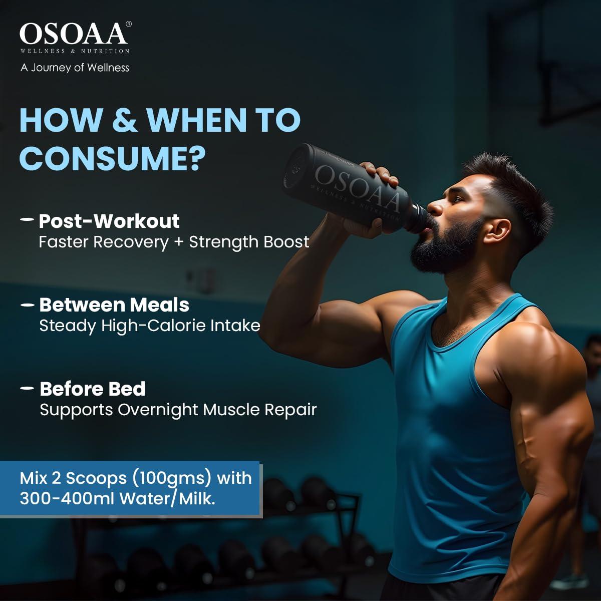 OSOAA OSOAA Lean Mass Gainer 3Kg |(Triple Chocolate) | With 3g Creatine & 21g Protein | 420 Calories & 21G Protein | Added Digestive Enzymes | 28 Added Vitamins