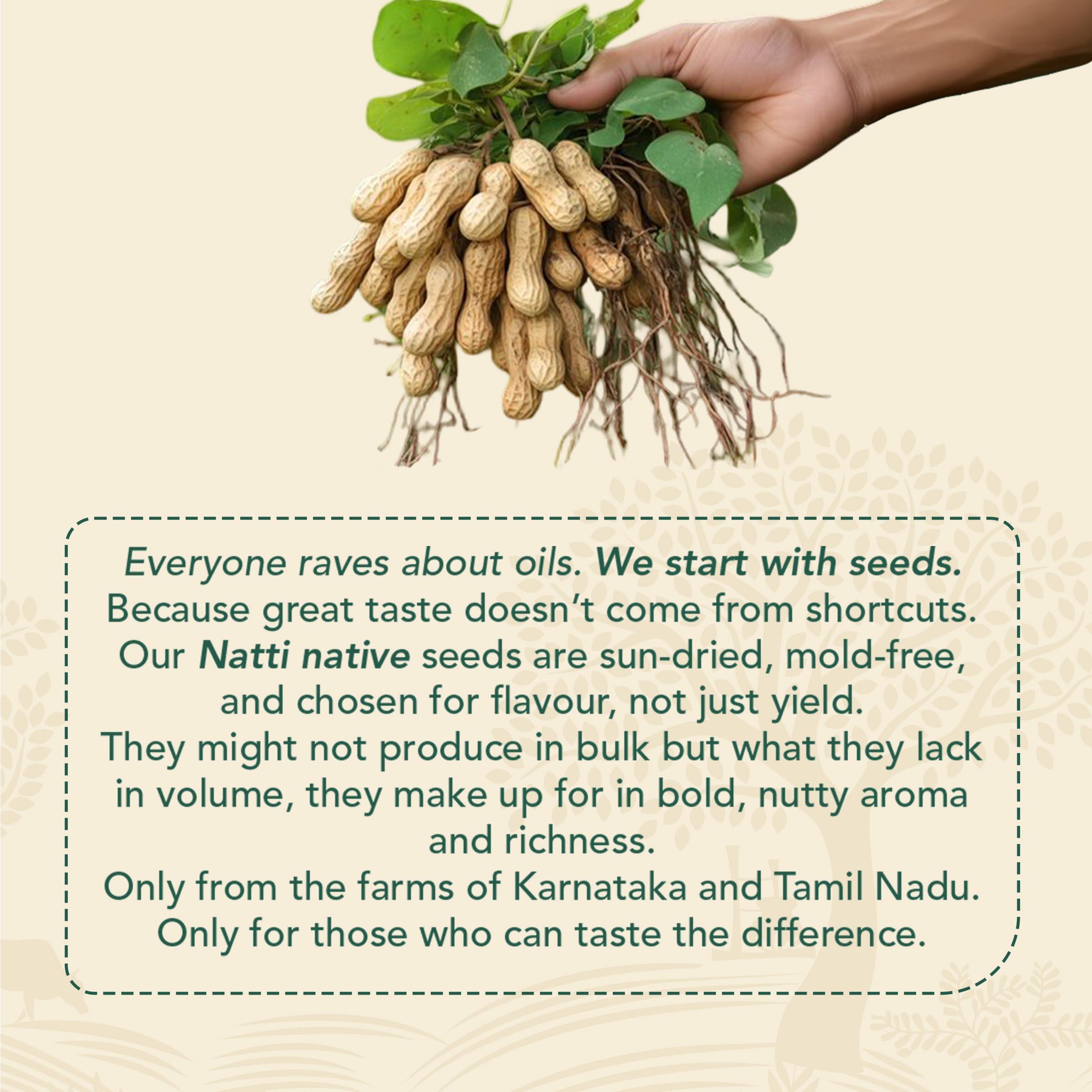 Anveshan Empowering farmers with technology Anveshan Wood Pressed Groundnut Peanuts Oil 2 Litre | Tin Can | Kolhu/Kacchi Ghani/Chekku | Peanut Oil | Natural | Chemical-Free | Cold Pressed Groundnut Oil for Cooking