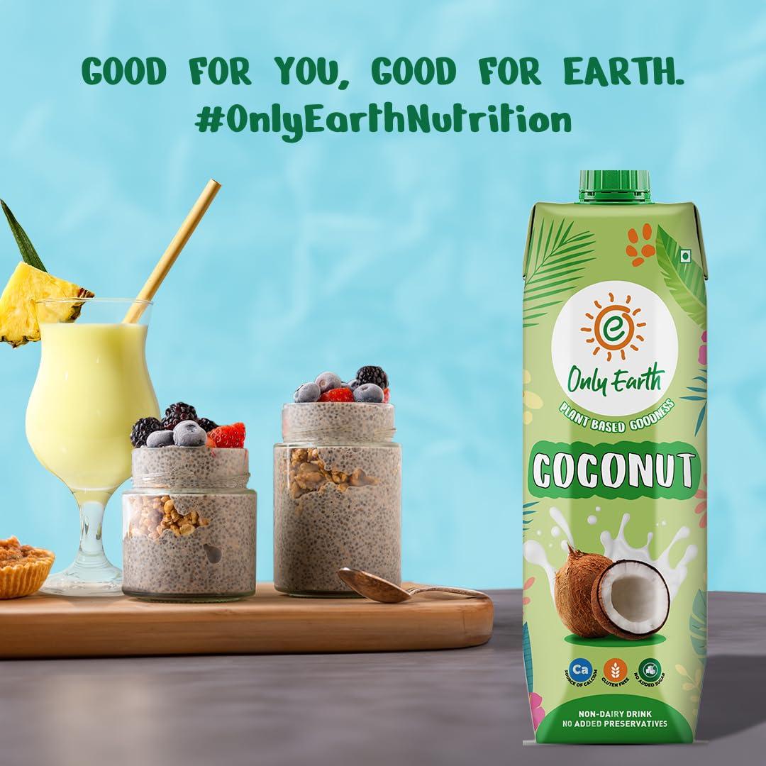 Only Earth Only Earth Coconut Drink | Best for Coffee, Tea, Cereals, Shakes or As Is | 40% Coconut Water + 59% Coconut Milk | | Dairy Free | Unsweetened | Plant-Based | Source of Calcium | Preservatives Free | No Added Sugar | No Trans-Fat |Thai Coconuts