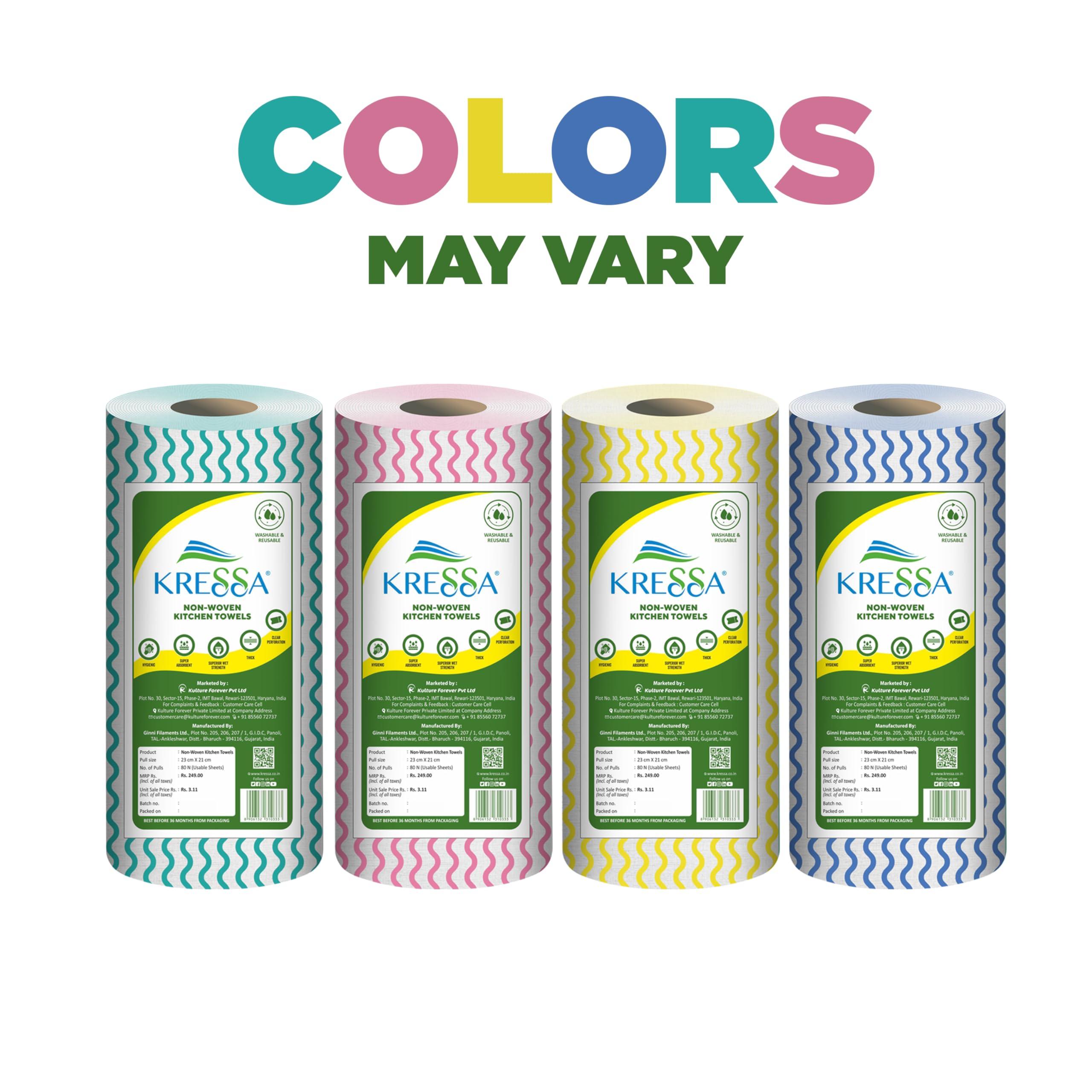 KRESSA Kressa Non Woven Kitchen Towel Roll | Reusable And Washable(Pack of 1)