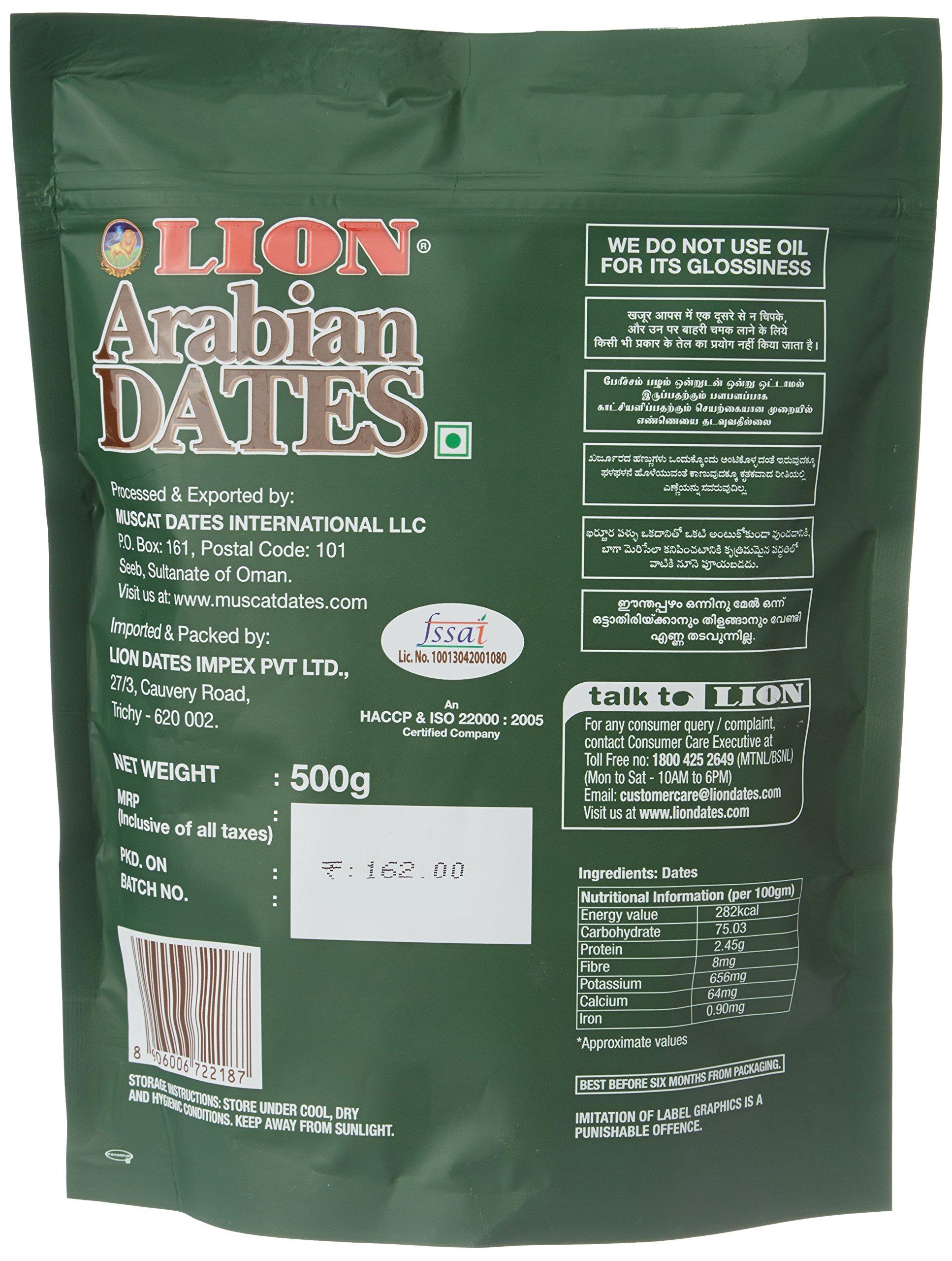 LION Lion Dates Arabian Seeded, 500g (Dried, 1+1 Free)