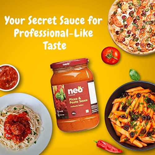Neo Neo Pizza Pasta Sauce 500g Jar I For Pizza, Pasta & Snacks I Farm Fresh, Natural Ingredients I Non GMO, 100% Vegan l Authentic Italian l Make delicious Pizza and Pasta at home (500g)