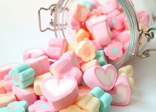 Veganic Veganic Marshmallows Pure Veg (80 Pieces) Flower Shape Strawberry Vanilla Flavour Rainbow Marshmallow Candy Soft And Tasty Candy Perfect For Kids Adults - 160gm