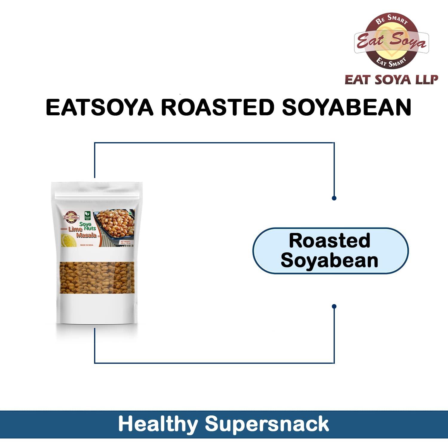 Eat Soya...BE SMART EAT SMART Eat Soya...BE SMART EAT SMART Soya Nuts Healthy Roasted Namkeen and Snacks Crunchy and Tasty, Delicious l Diet Food l Keto Snacks l Healthy Snacks l Lime Masala-2 And Magic Pudina-2 200g (Pack of 4,80
