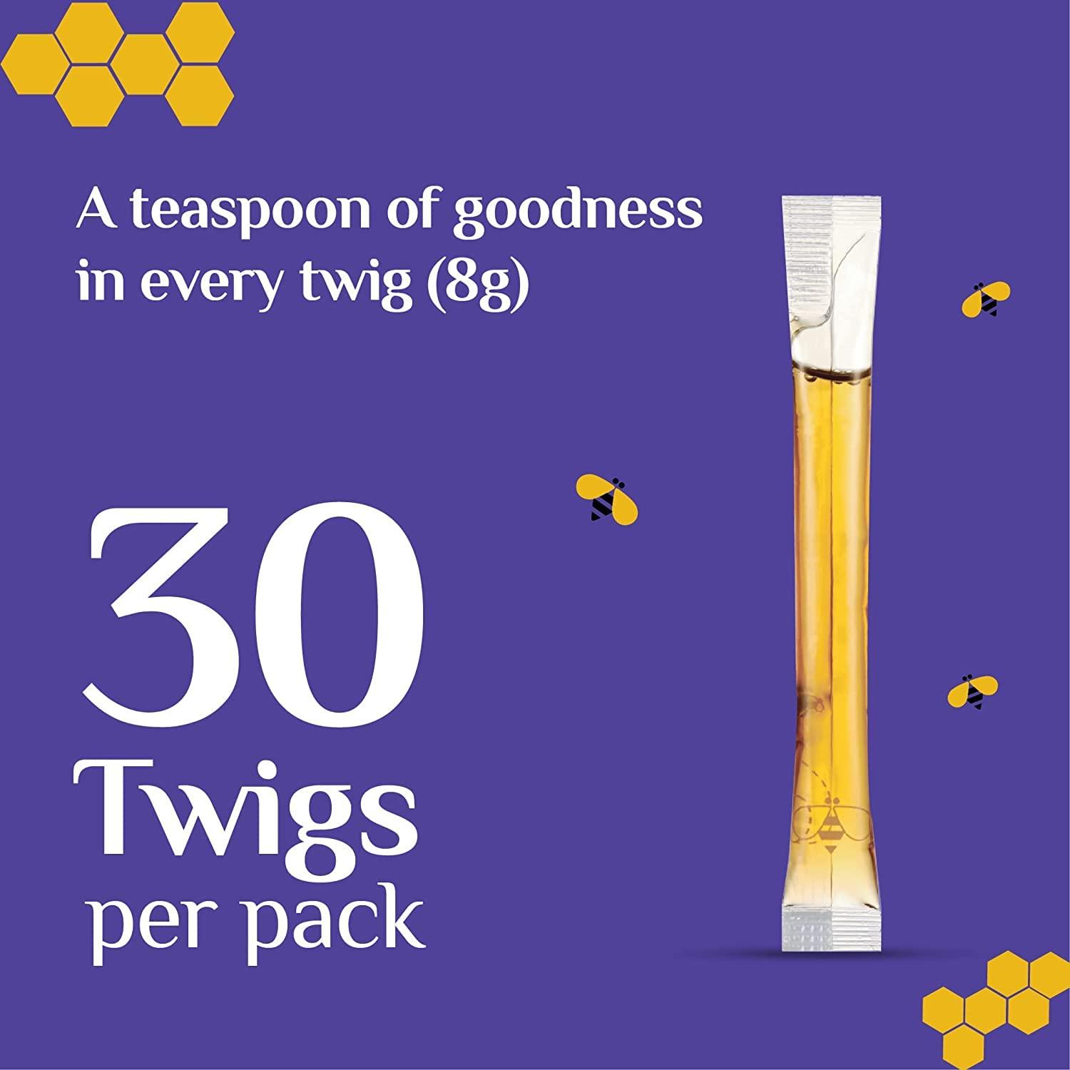 Honey Twigs Honey Twigs Himalayan Multiflora Honey |Pure Honey, 240gms (30 Single Sachets) |Grade A Himalayan Honey - Traceable Source | Zero Additives | Zero Added Sugar |Immunity Booster|Tear Squeze Eat