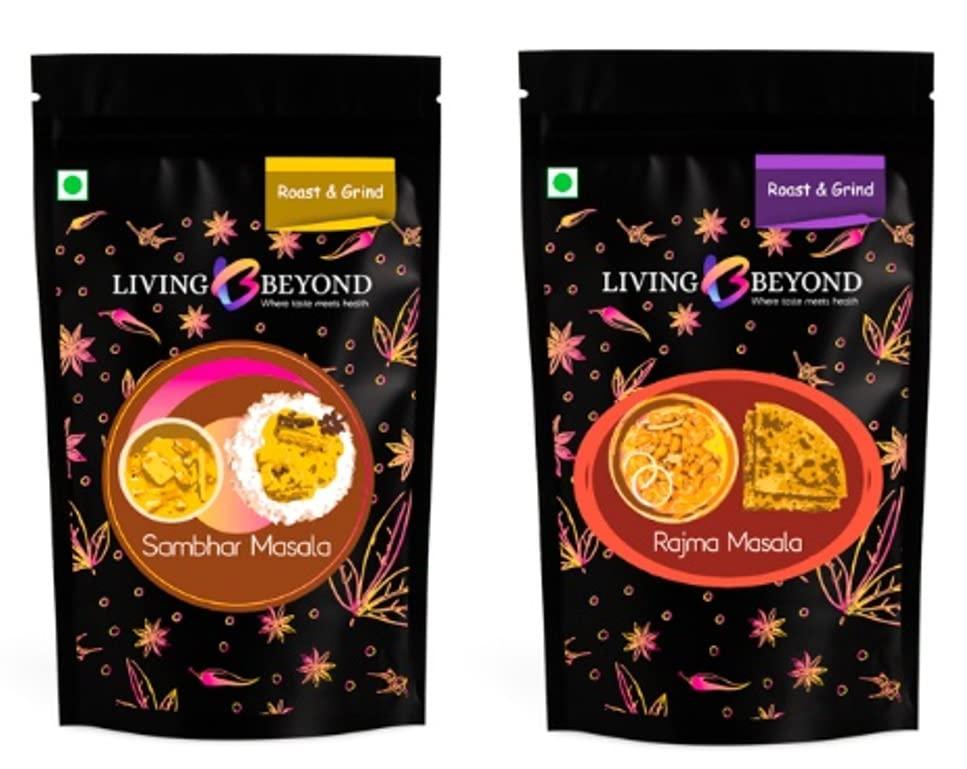 Living Beyond Living Beyond Pre-mixed Whole Spices Sambar Masala & Rajma Masala - (Combo, 100 grams Each)
