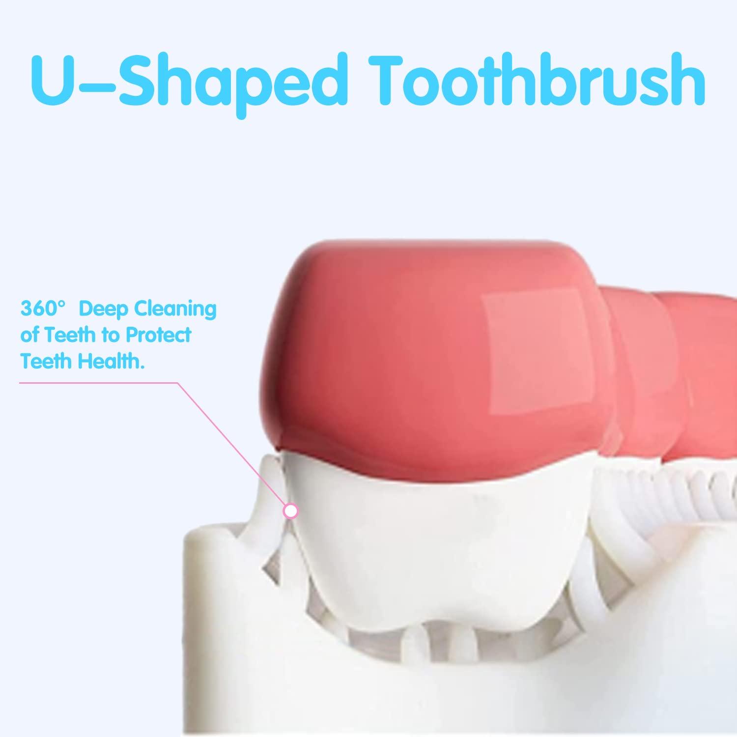 Diniva Diniva Kids U-Shaped Toothbrush, Food Grade Soft Silicone Brush Head, Oral Teeth Cleaning Full Mouth Toothbrush Design for 2-9 Year Toddlers and Children (Blue)