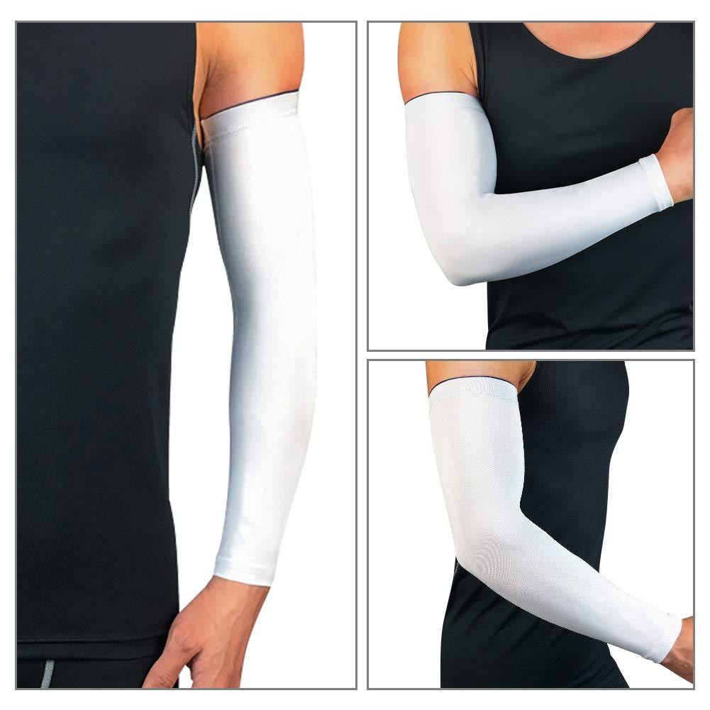 OWIKAR 1 Pair / 2 Pcs Honeycomb Elbow Pads Crashproof Arm Sleeves Basketball Football Volleyball Protector Padded Support Elbow Brace Shin Guards Protective Gear for Girls Boys Kids Men (White, X-Large)