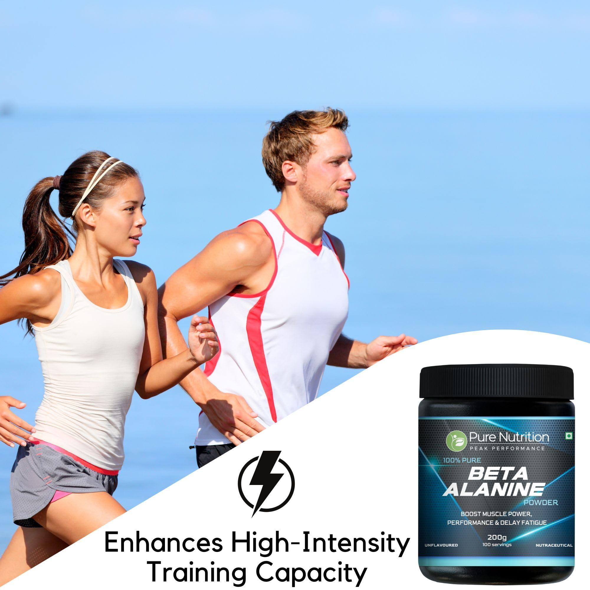 Pure Nutrition Naturals pure nutrition 100% Pure Beta Alanine Powder (200 gm), Unflavored | Pre Workout Supplement Amino Acid | Boost Muscle Power & Improve Performance