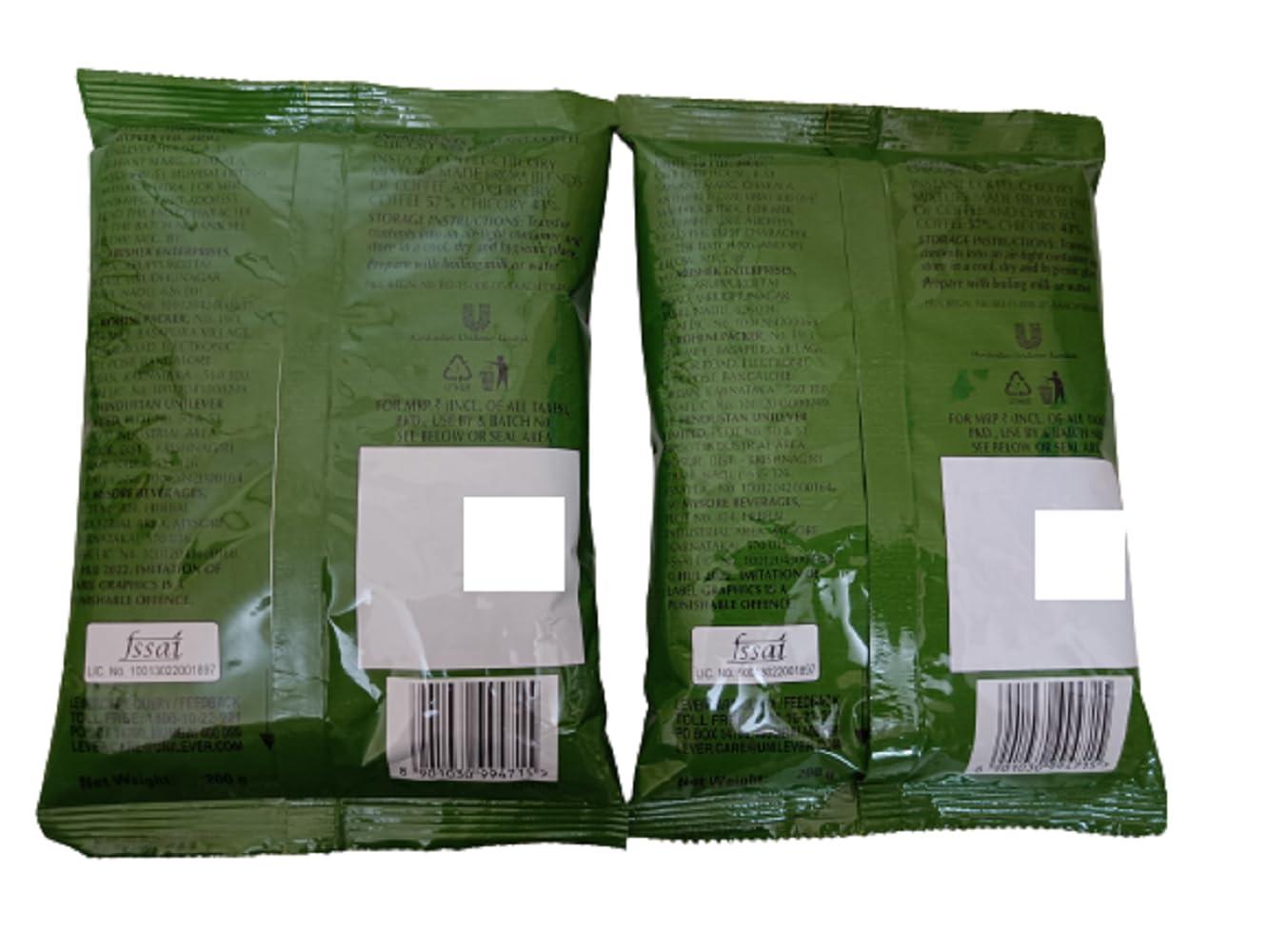 Generic Bru Coffee Powder, Bru Instant Coffee Powder, Bru Super Strong Coffee (Special Catering) Pack Of 2 (Each 200G) Free A.Mangals Rose Milkshake Powder, Sachet