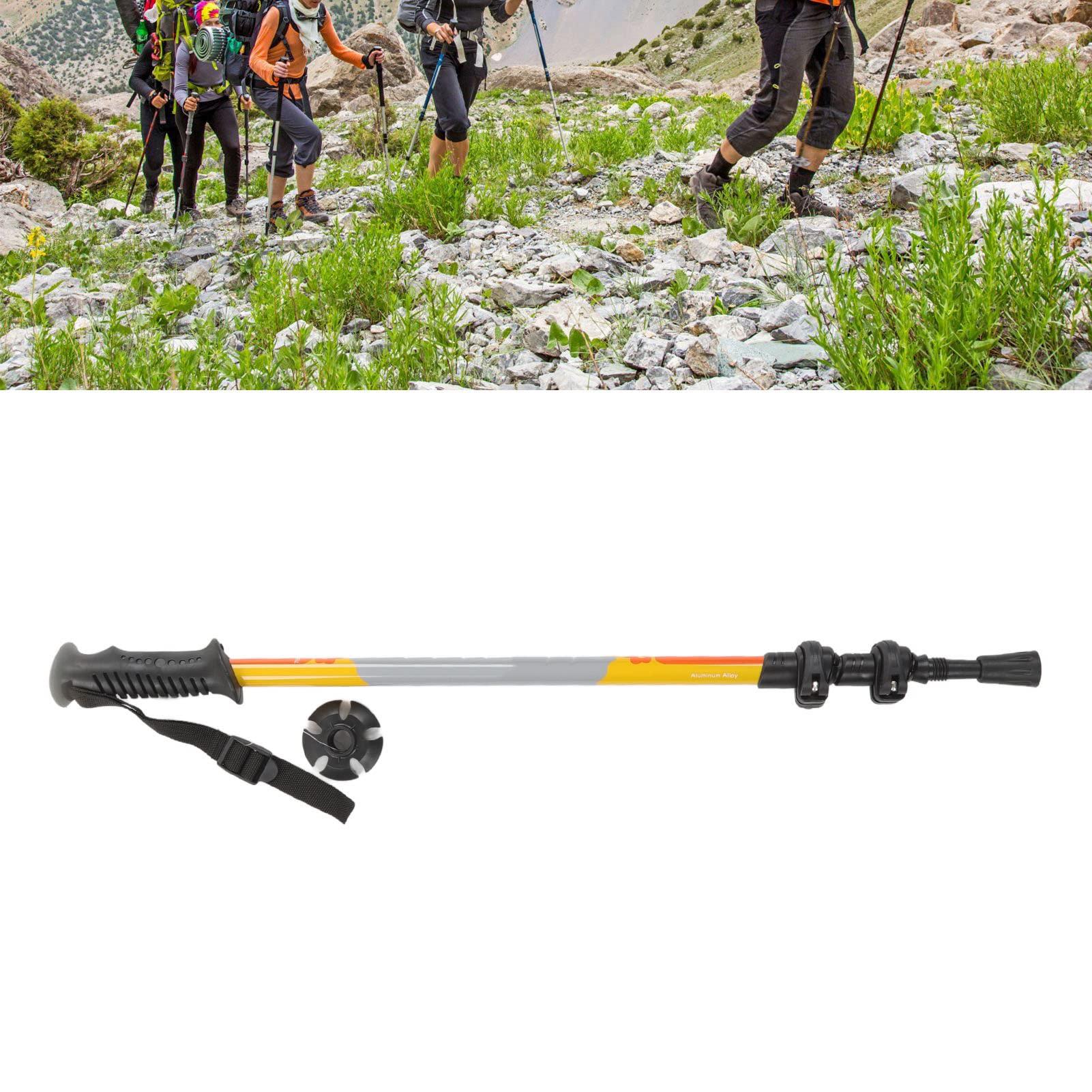 Asixxsix Mountain Climbing Pole , Retractable Walking Stick Portable Sweat Absorbent High Stiffness for Expedition (Yellow)