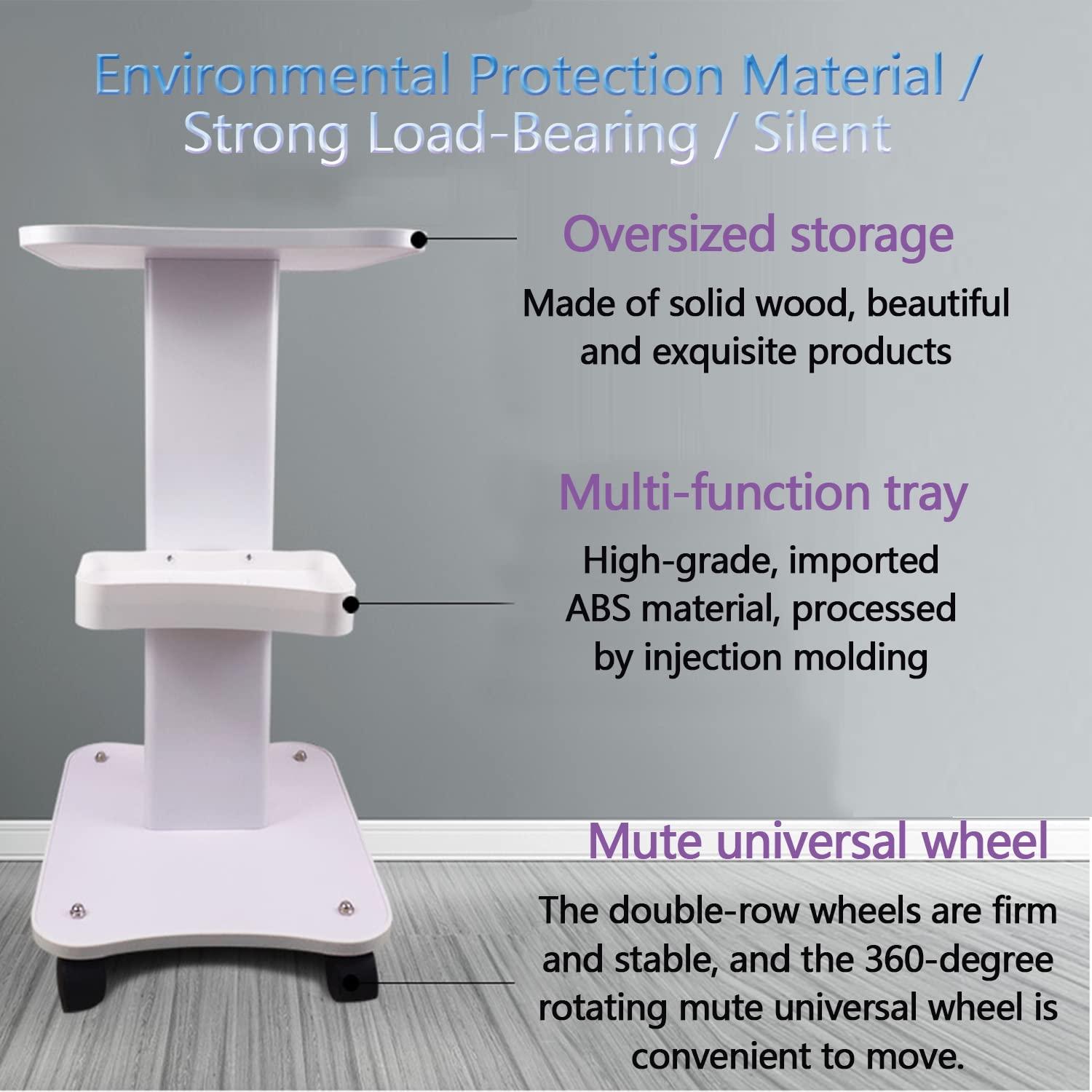 KIYO KIYO Beauty Salon Trolley Cart, Professional Trolley Wheel Stand Hair Salon Beauty Mobile Cart White Storage Spa Cart Rolling Trolley Hair Instrument