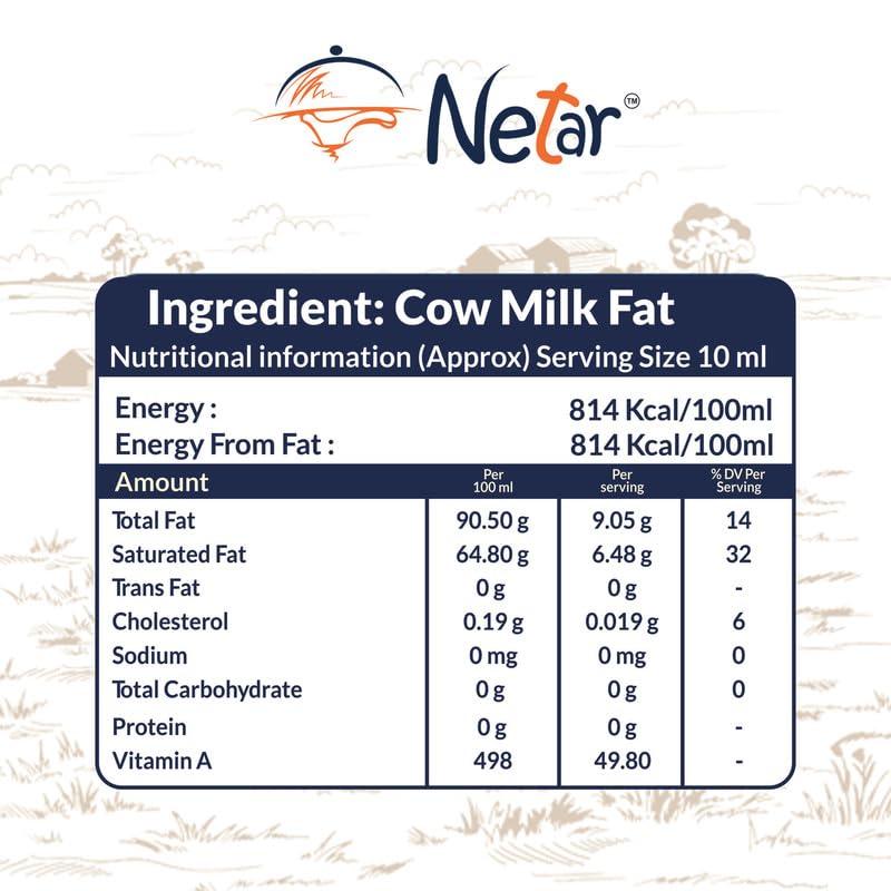 NETAR Netar Pure A2 Gir Cow Ghee 1 Ltr (Pack Of 2) | Vedic Bilona Two Way Hand Churned | Indiand Gir Cow Ghee, Natural & Healthy,| No Added Colour and Preservatives, | 1 Litre (Jar Pack Of 2).