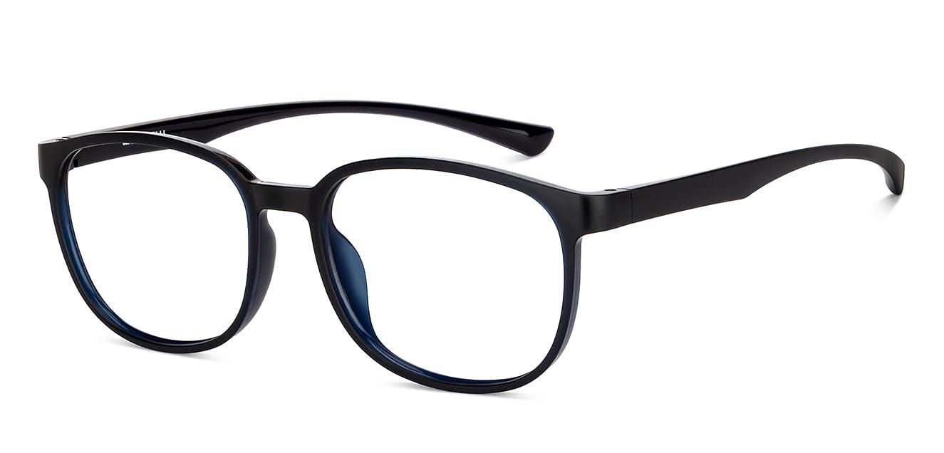 LENSKART BLU LENSKART BLU | Zero Power Blue Cut Computer Glasses | Anti Glare, Lightweight & Blocks Harmful Rays | UV Protection Specs | Black | Men & Women | Large | LB E14284