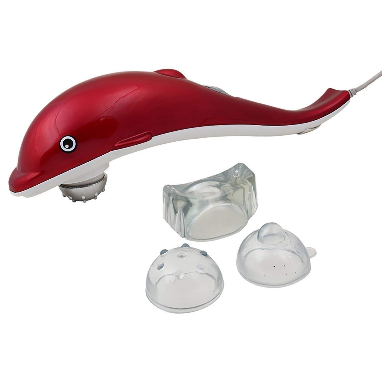 manav acupressure products MANAV Corded Electric Dolphin Handheld Body Massager for Pain Relief with Powerful Vibration For Unisex, Red
